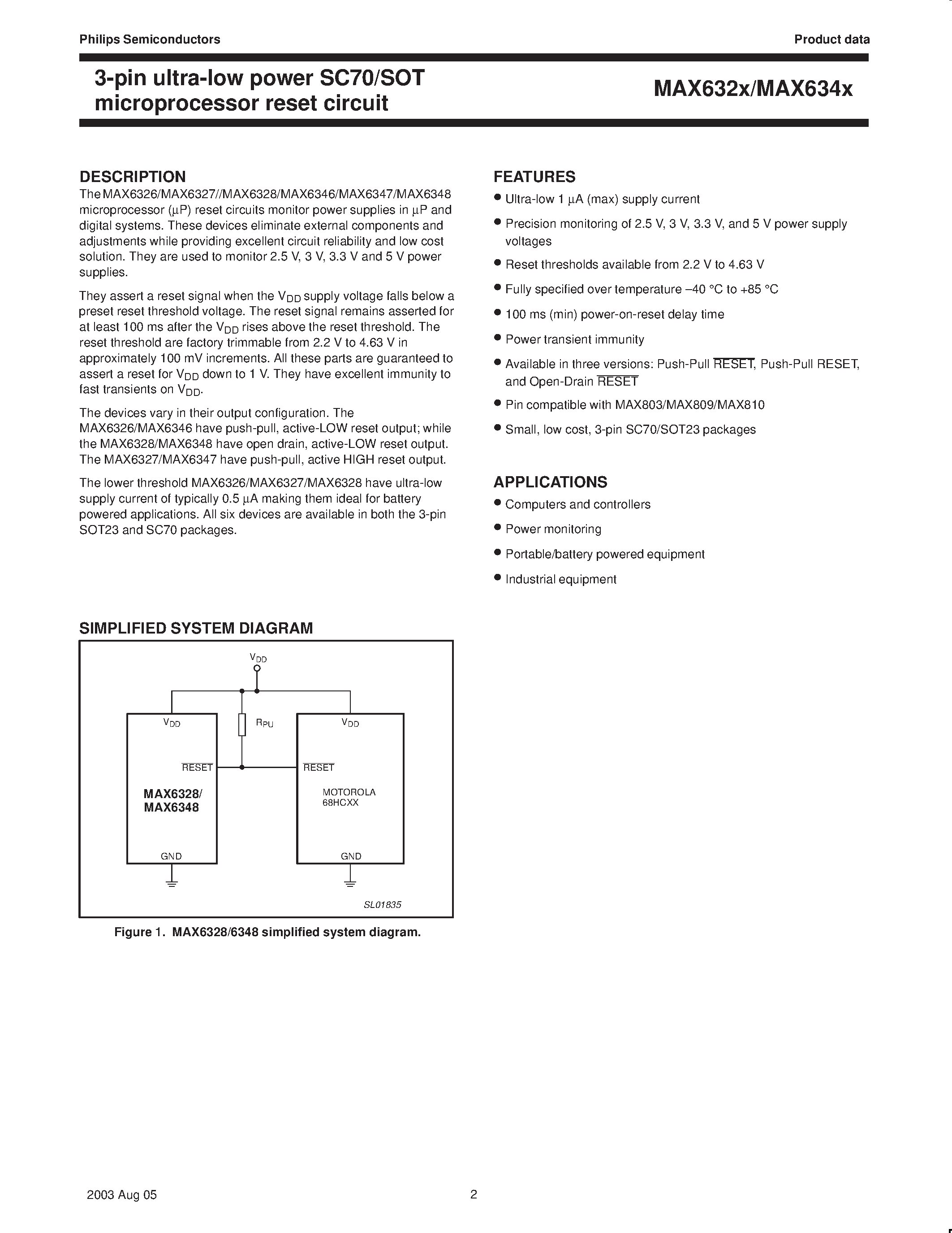 Datasheet MAX6327-23W - 3-pin ultra-low power SC70/SOT microprocessor reset circuit page 2