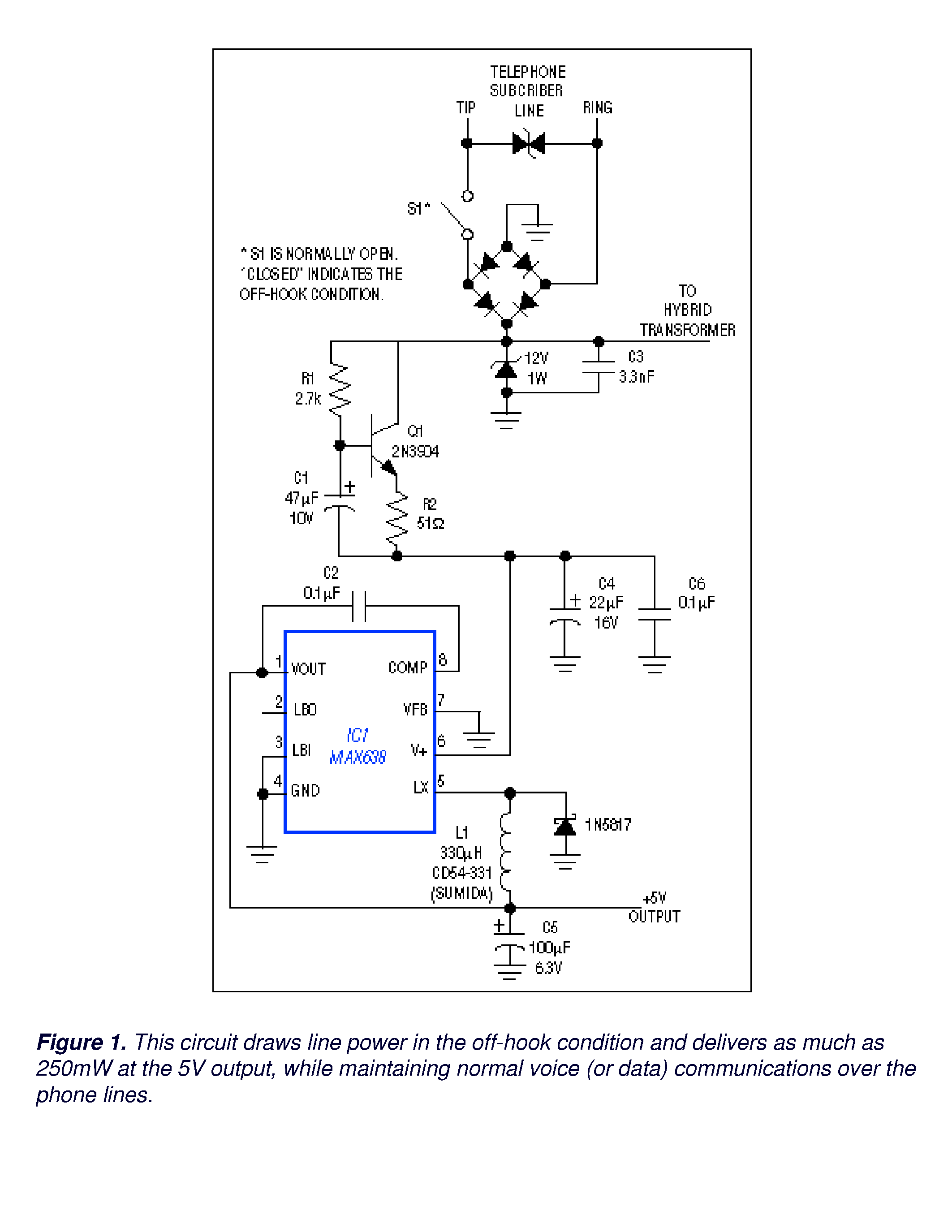 Datasheet MAX638 - 48V-to-5V DC-DC Converter Using MAX638 Switching Step-Down Regulator Borrows Power from Phone Lines page 2