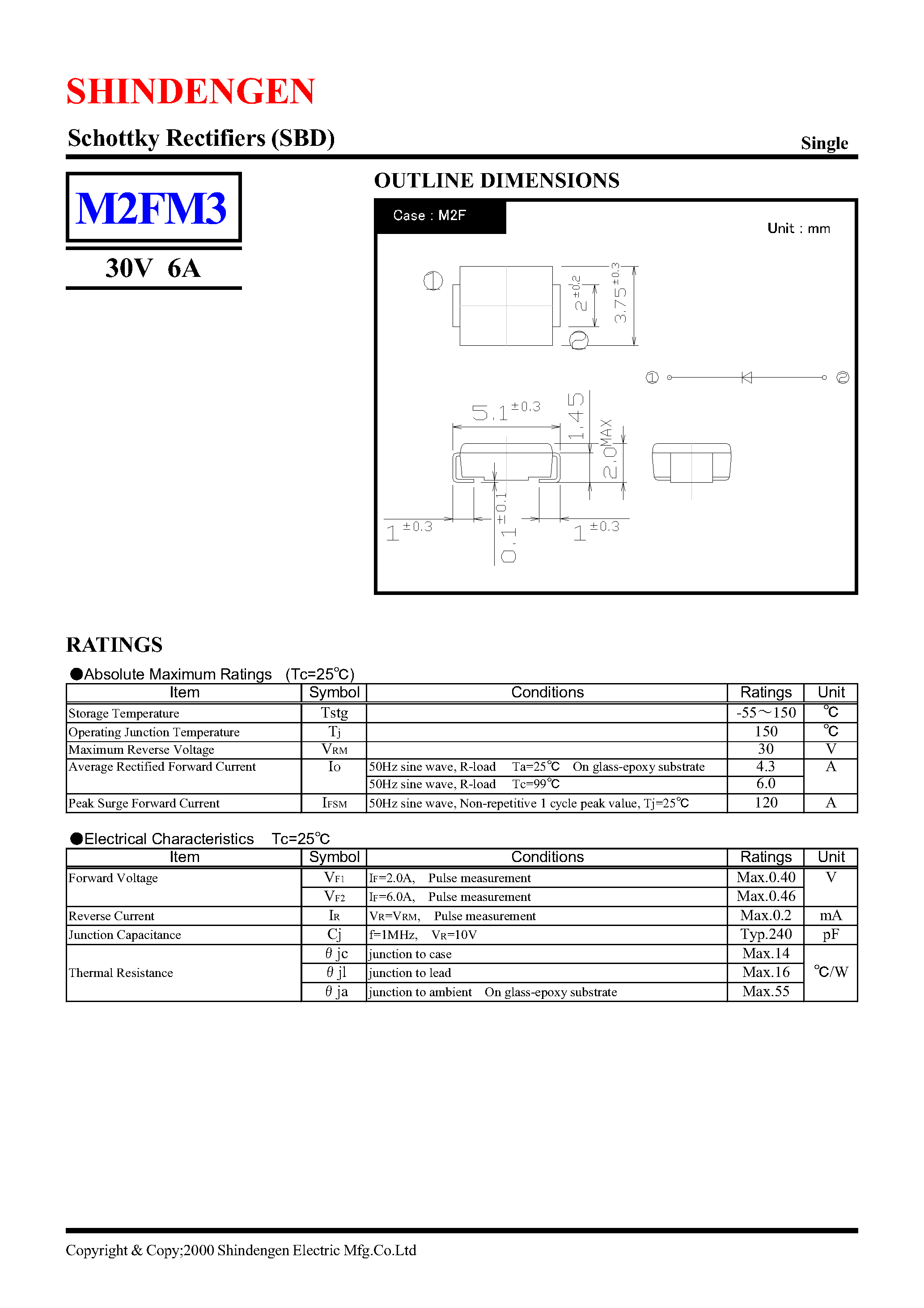 Datasheet M2FM3 page 1 Datasheet M2FM3 - SCHOTTKY RECTIFIERS (SBD) page 1