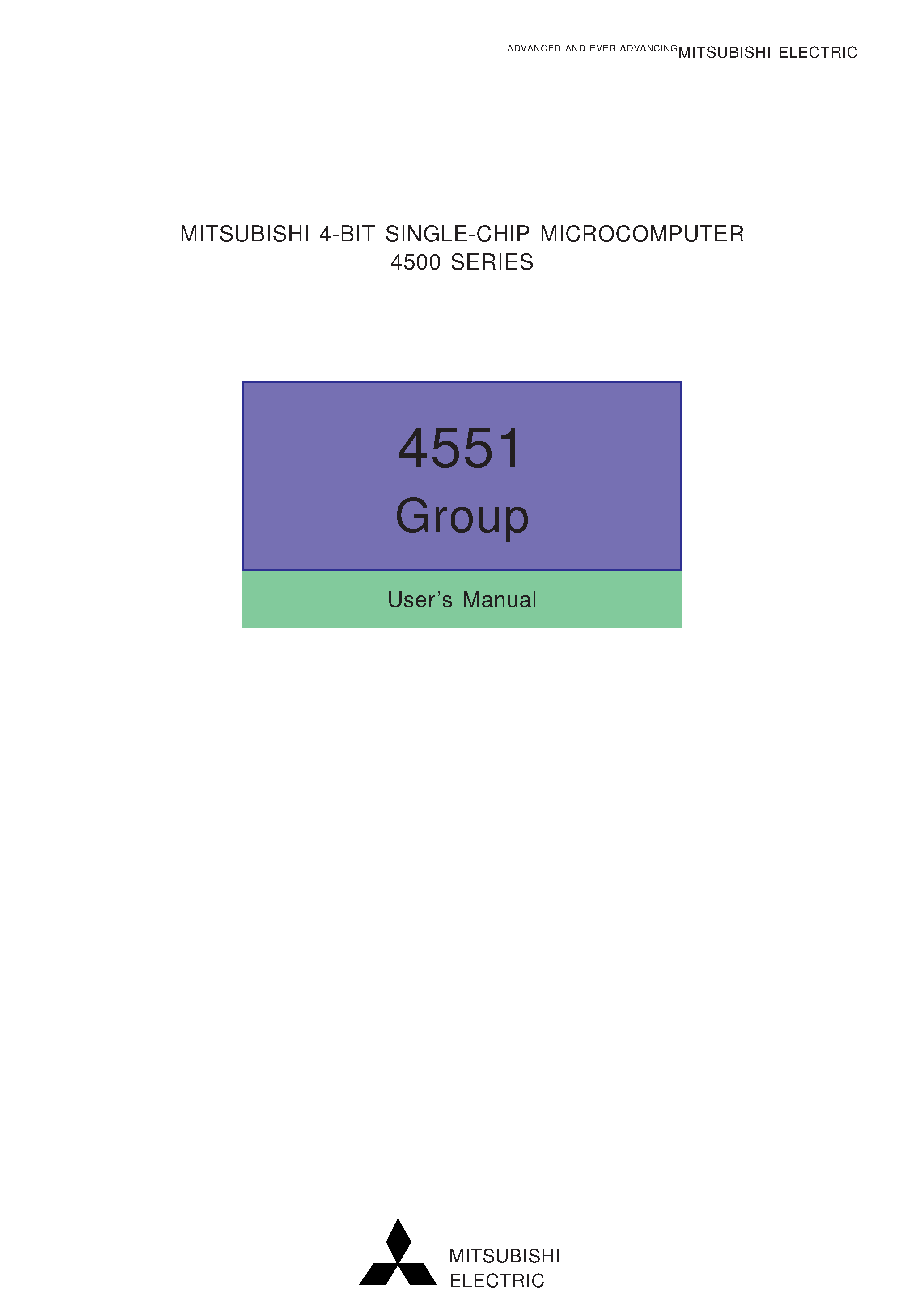 Datasheet M34551E8 - 4-BIT SINGLE-CHIP MICROCOMPUTER page 1