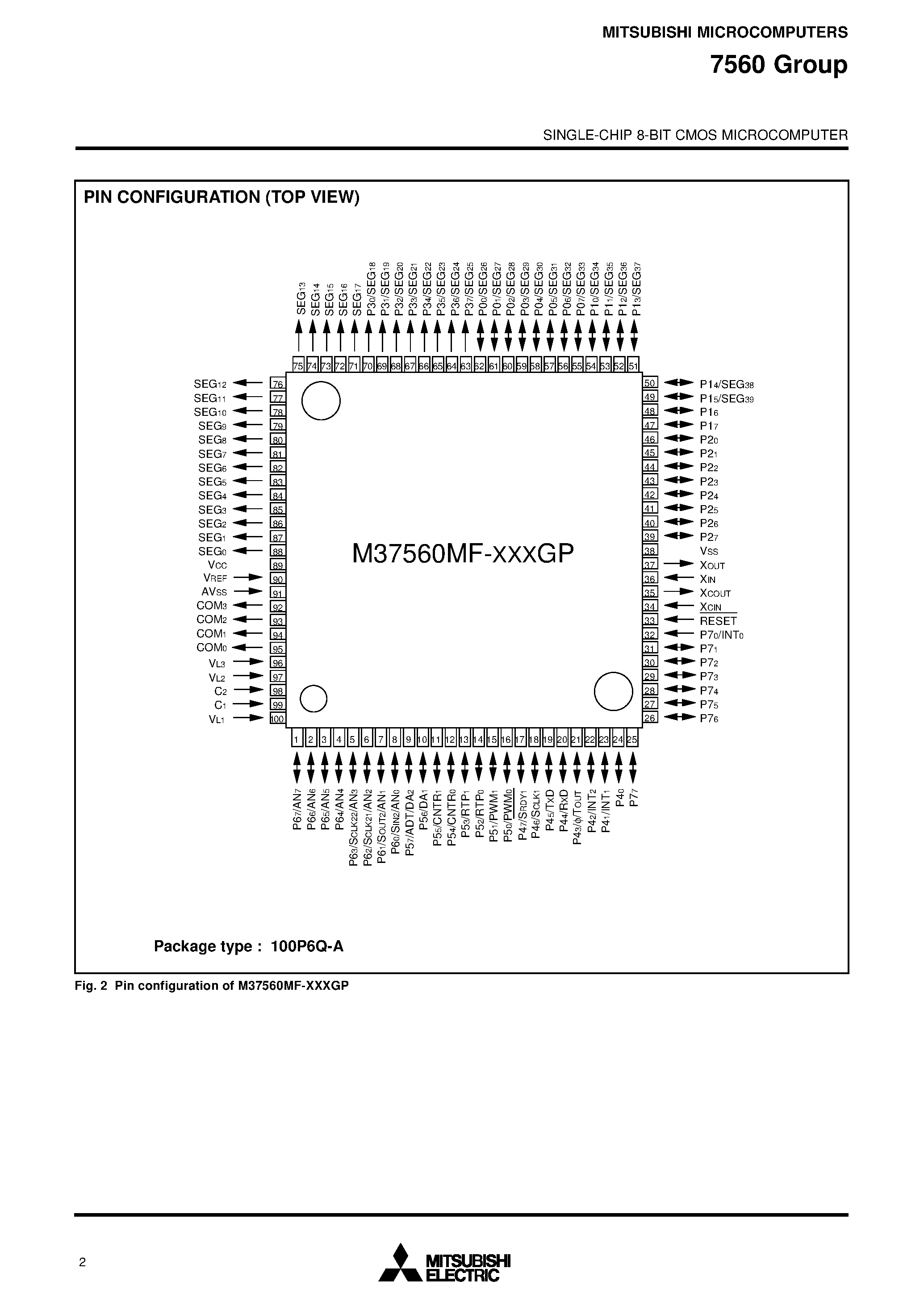 Даташит на микросхему M37560MF страница 2 Даташит M37560MF - SINGLE-CHIP 8-BIT CMOS MICROCOMPUTER страница 2
