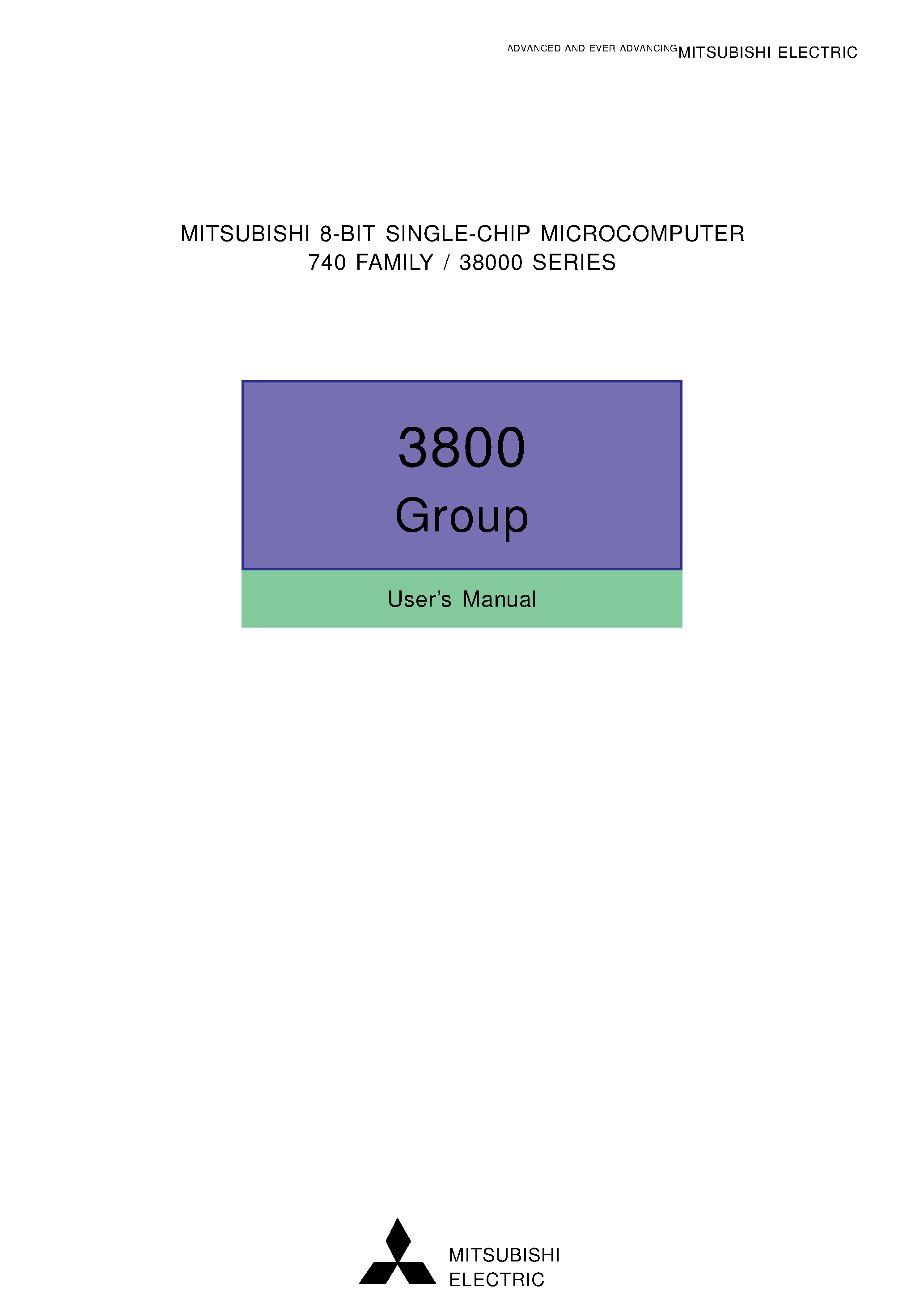Datasheet M38000E2-XXXHP - 8-BIT SINGLE-CHIP MICROCOMPUTER page 1