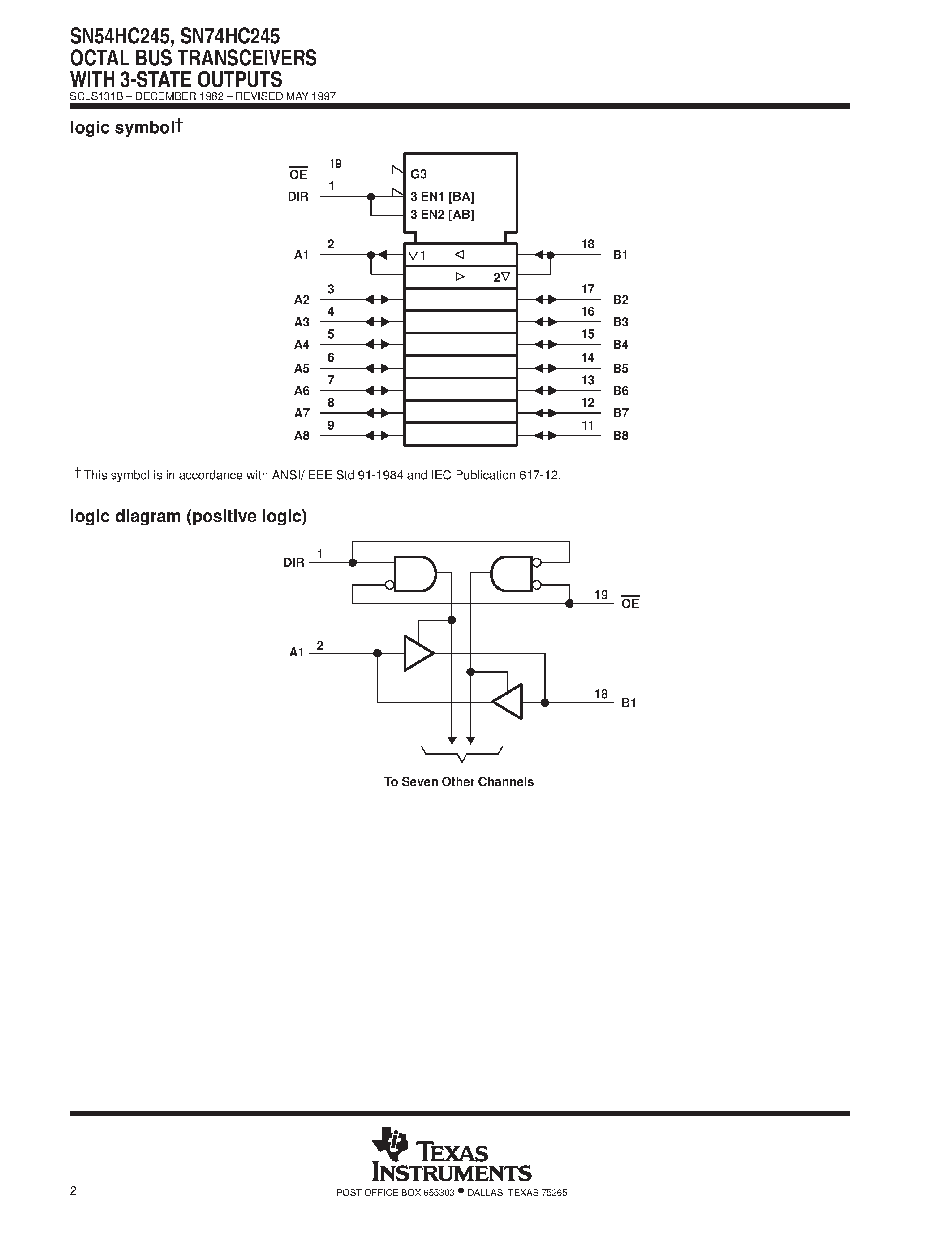Datasheet SN74HC245 page 2 Datasheet SN74HC245 - OCTAL BUS TRANSCEIVERS WITH 3-STATE OUTPUTS page 2