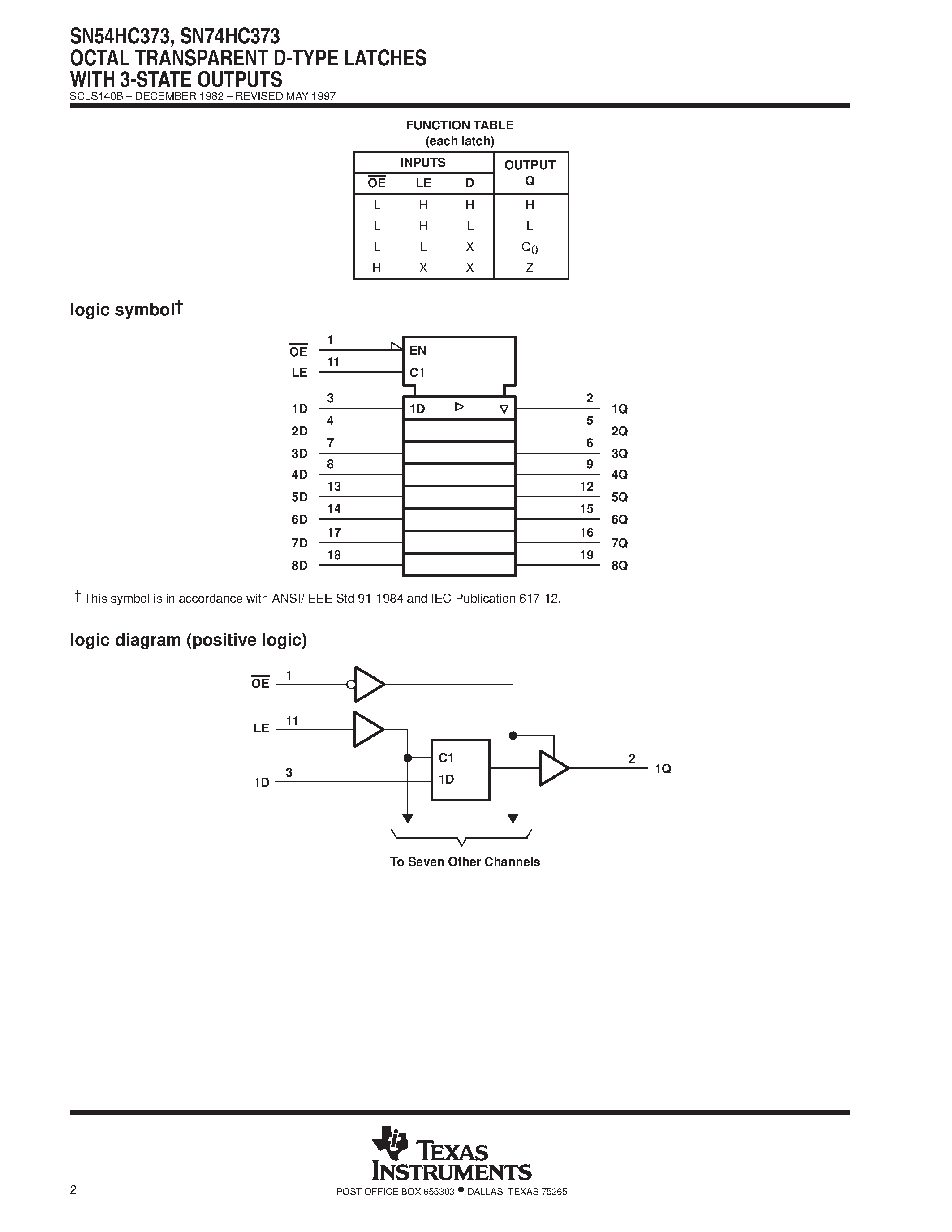 Datasheet SN74HC373 - OCTAL TRANSPARENT D-TYPE LATCHES WITH 3-STATE OUTPUTS page 2