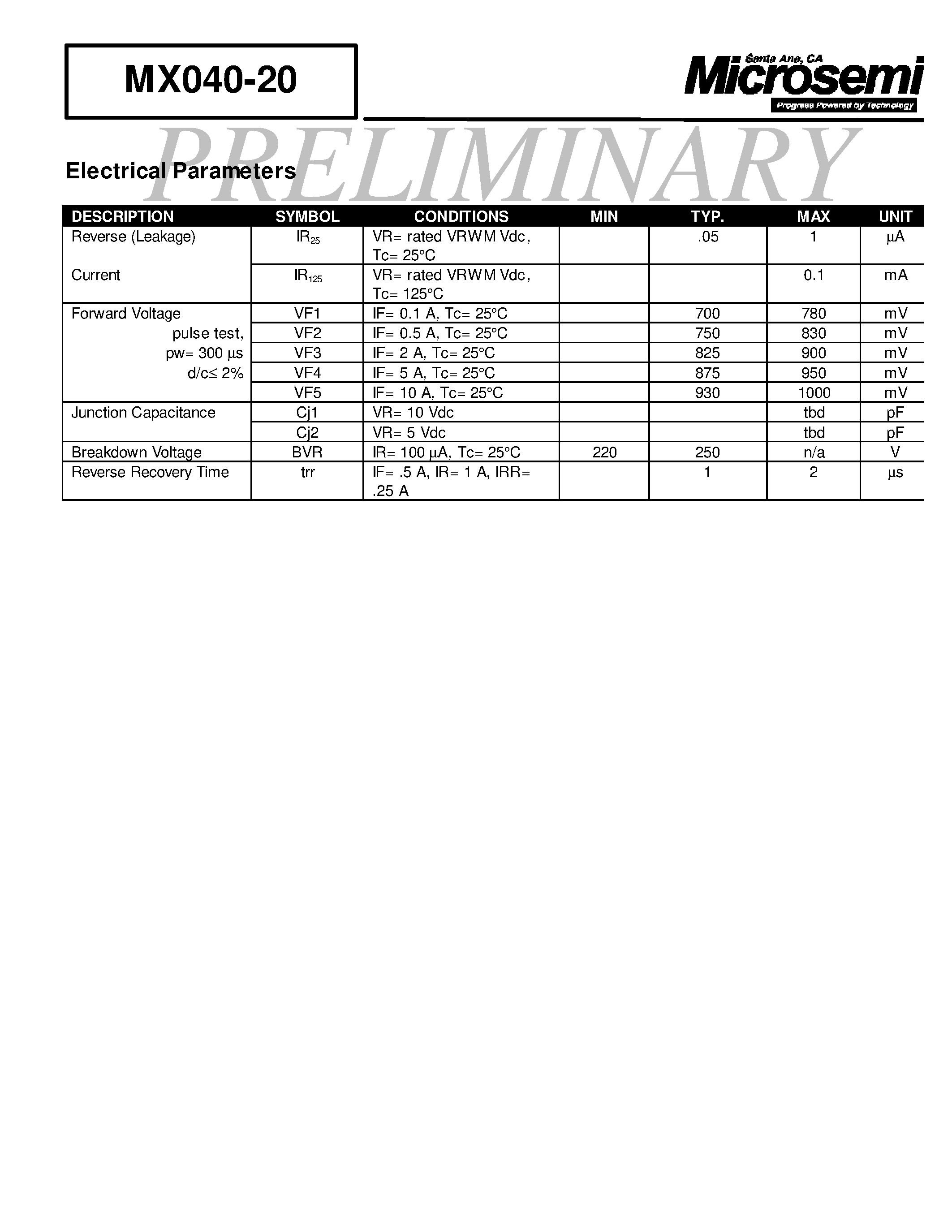 Даташит MX040-20 - ELP EXTRA LOW PROFILE STANDARD RECTIFIER страница 2