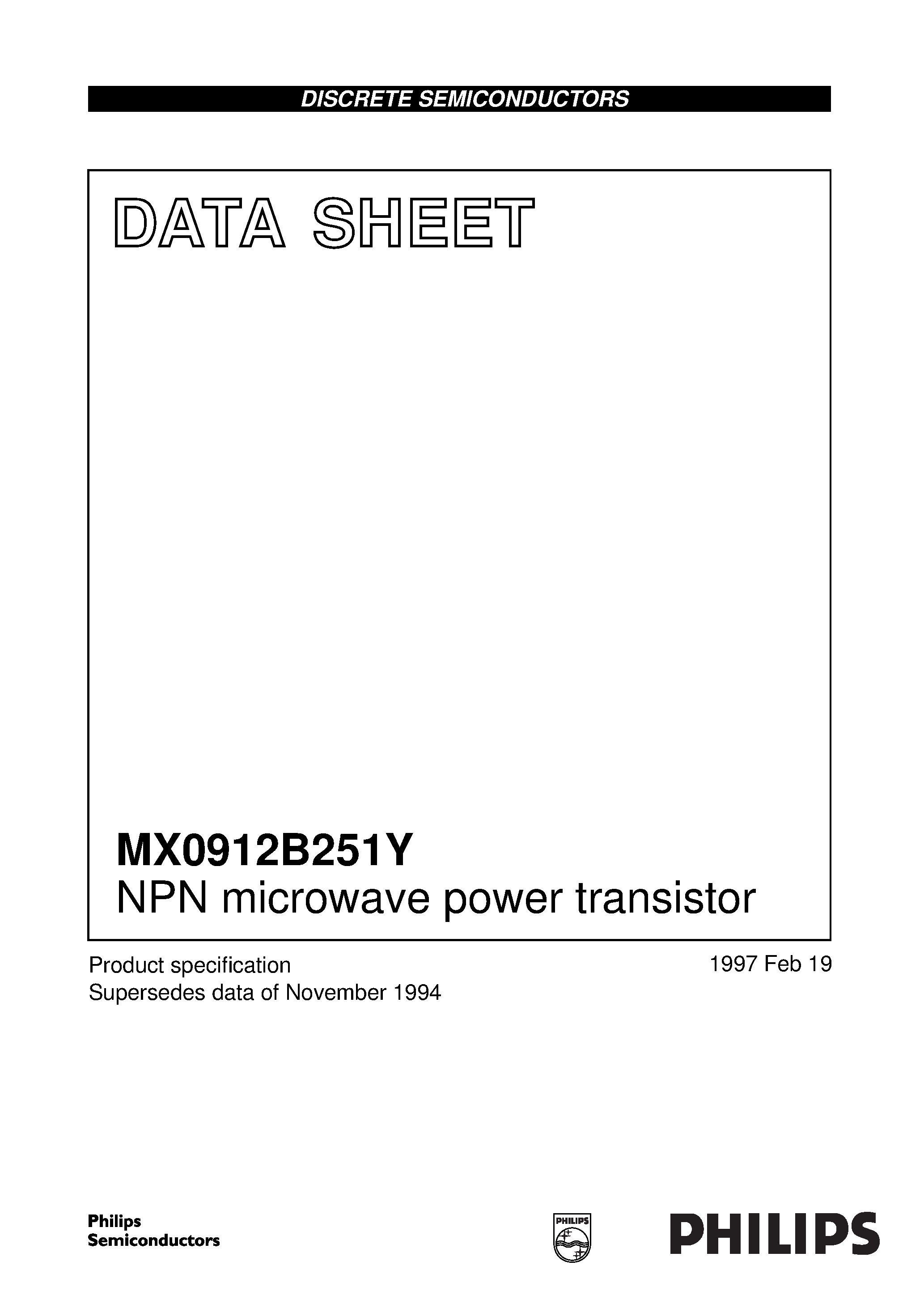 Datasheet MX0912B251Y - NPN microwave power transistors page 1