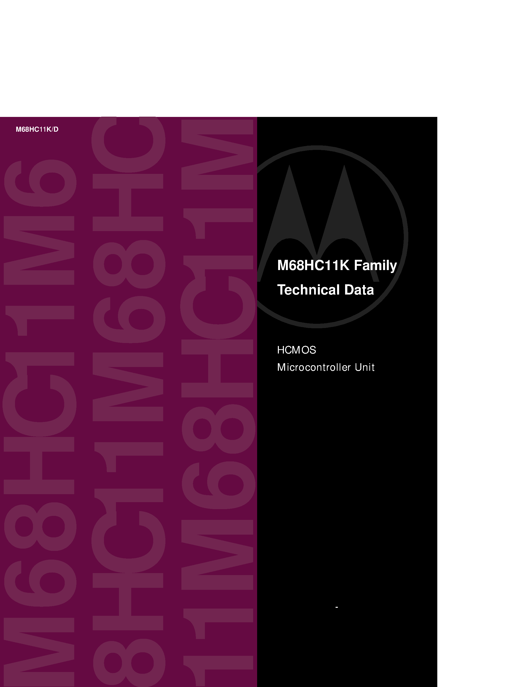 Datasheet M68HC11K page 1 Datasheet M68HC11K - 8-Bit Microcontroller page 1