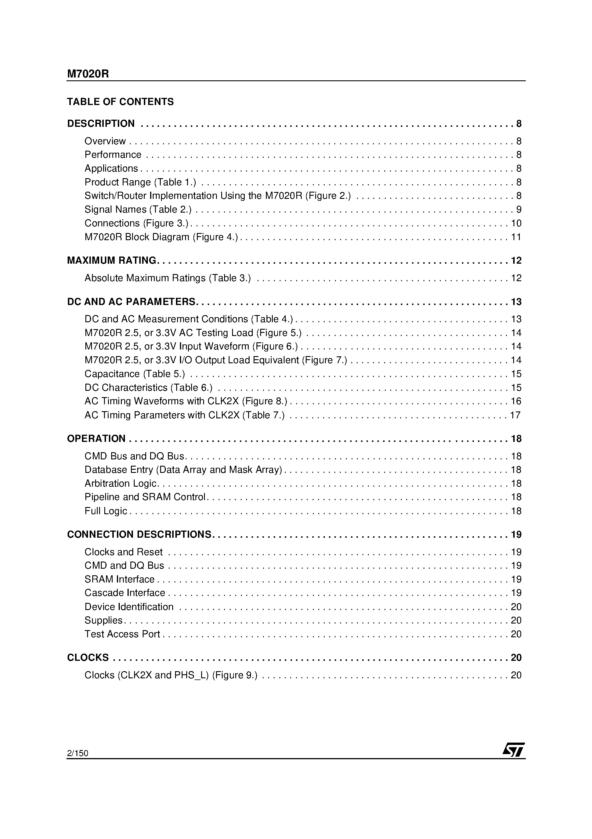 Datasheet M7020R - 32K x 68-bit Entry NETWORK SEARCH ENGINE page 2