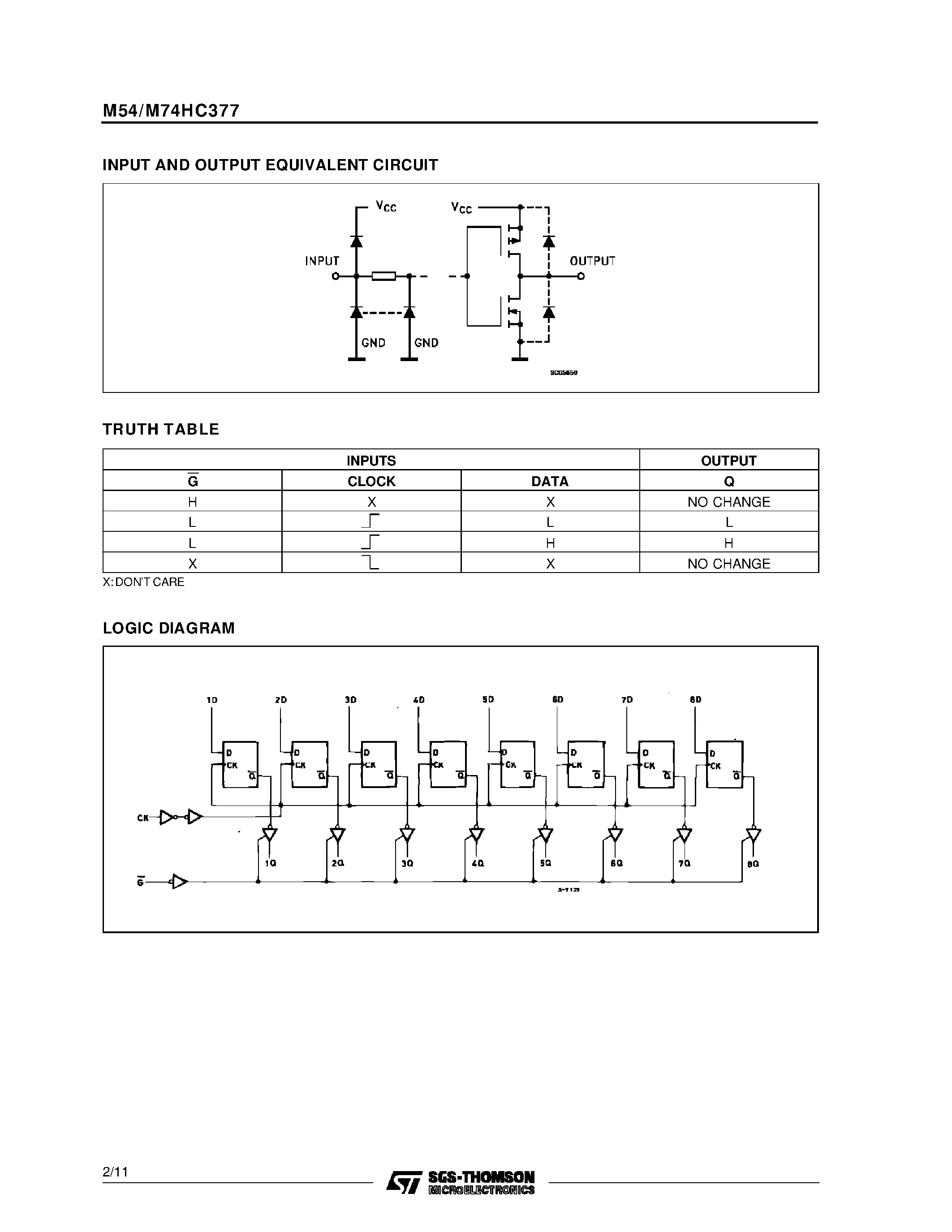 Даташит на микросхему M74HC377 страница 2 Даташит M74HC377 - OCTAL D TYPE FLIP FLOP страница 2