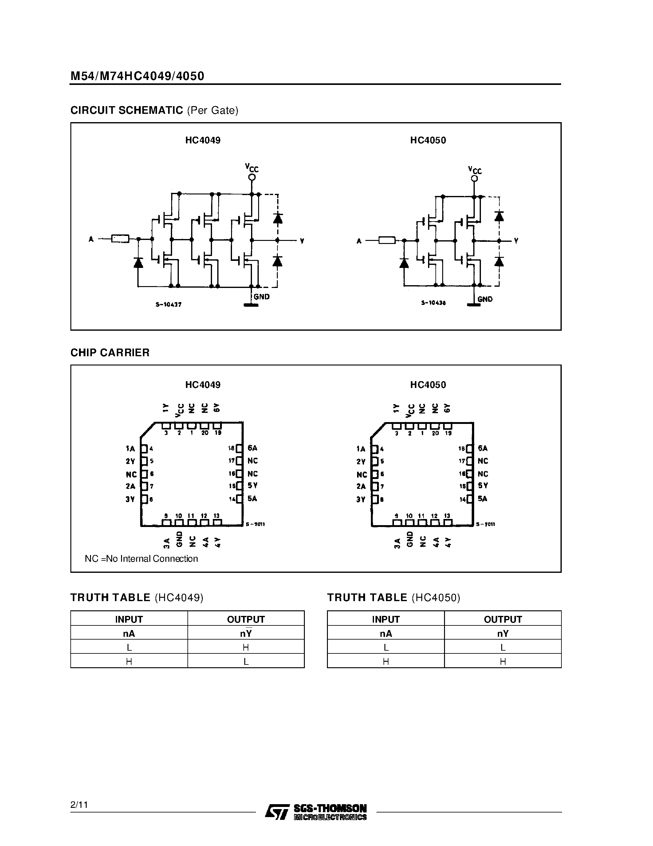 Даташит на микросхему M74HC4049 страница 2 Даташит M74HC4049 - HC4050 HEX BUFFER/CONVERTER HC4049 HEX BUFFER/CONVERTER INVERTER страница 2