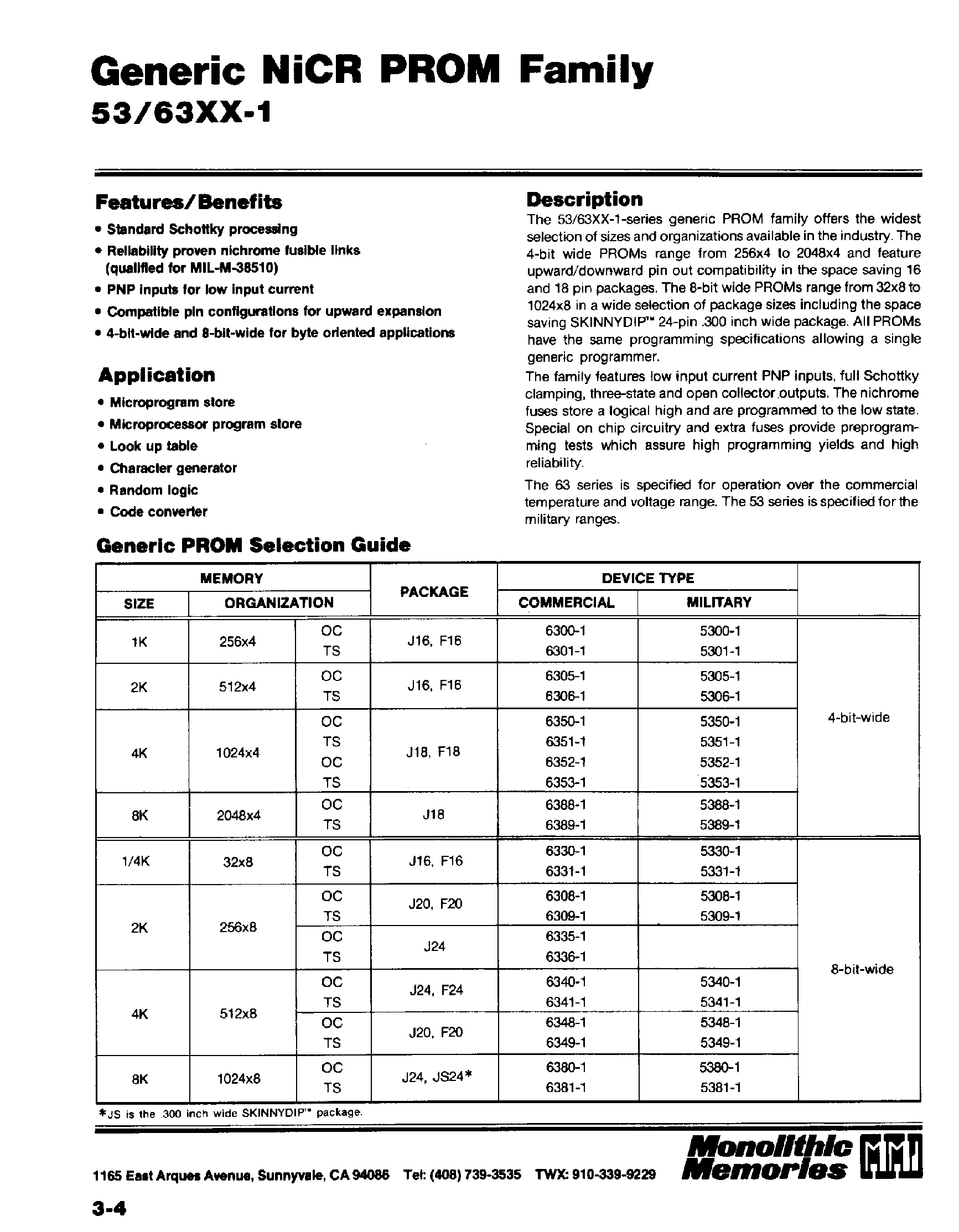 Даташит на микросхему 6351-x страница 1 Даташит 6351-x - Generic NiCR PROM Family страница 1