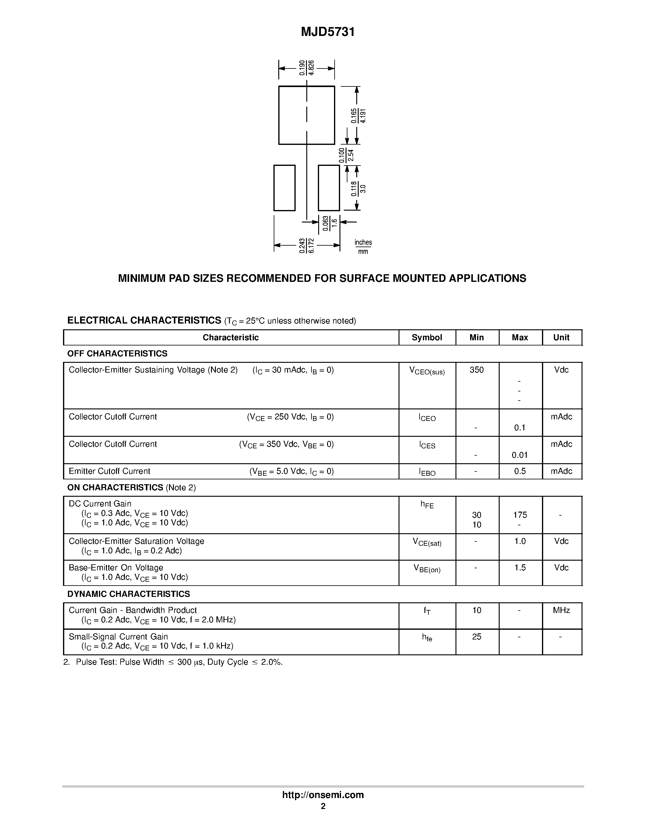 Даташит на микросхему MJD5731T4 страница 2 Даташит MJD5731T4 - High Voltage PNP Silicon Power Transistors страница 2