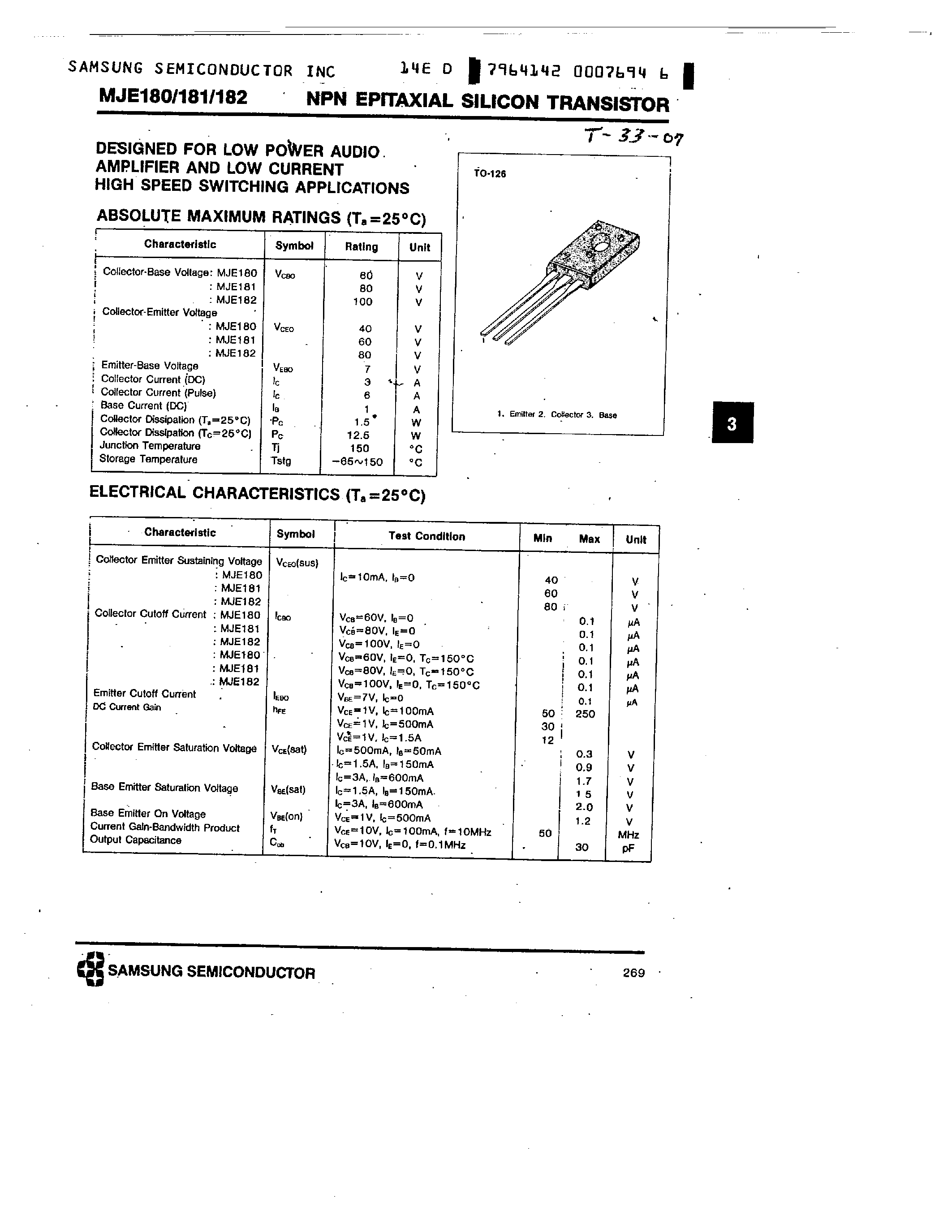 Datasheet MJE172 - PNP (LOW FREQUENCY AMPLIFIER) page 2