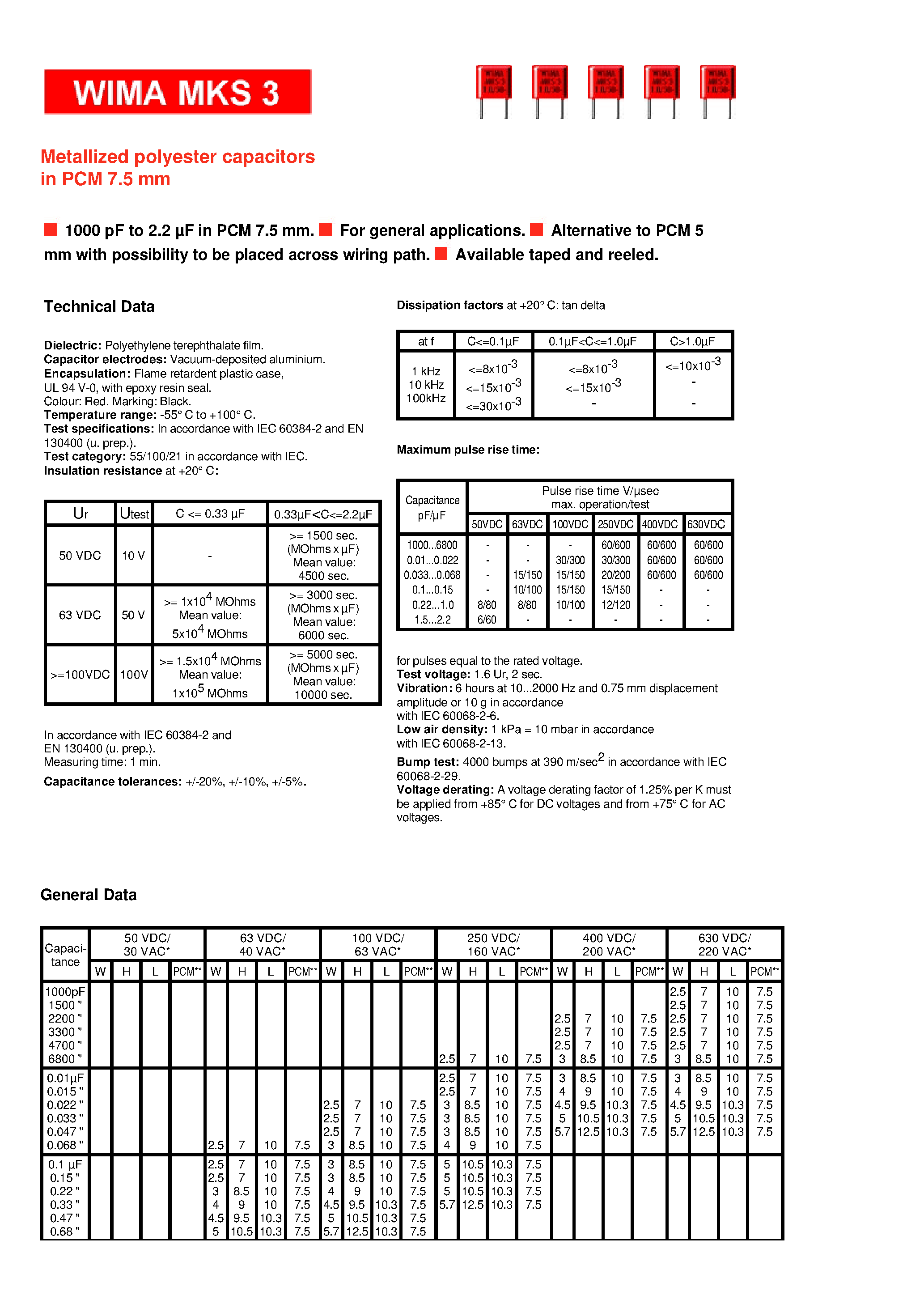 Даташит на микросхему MKS3 страница 1 Даташит MKS3 - Metallized polyester capacitors in PCM 7.5 mm страница 1