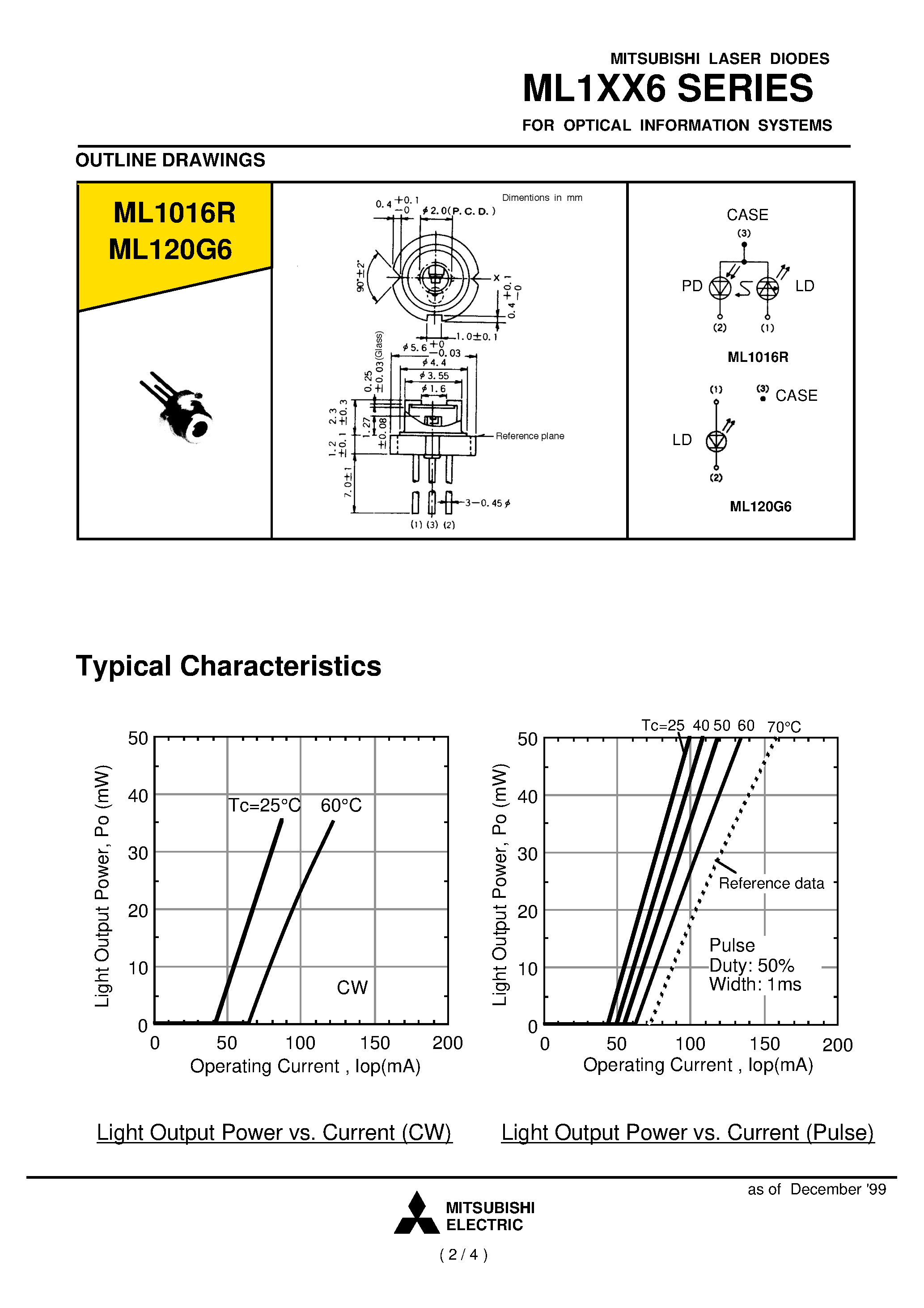 Datasheet ML120G6 page 2 Datasheet ML120G6 - FOR OPTICAL INFORMATION SYSTEMS page 2