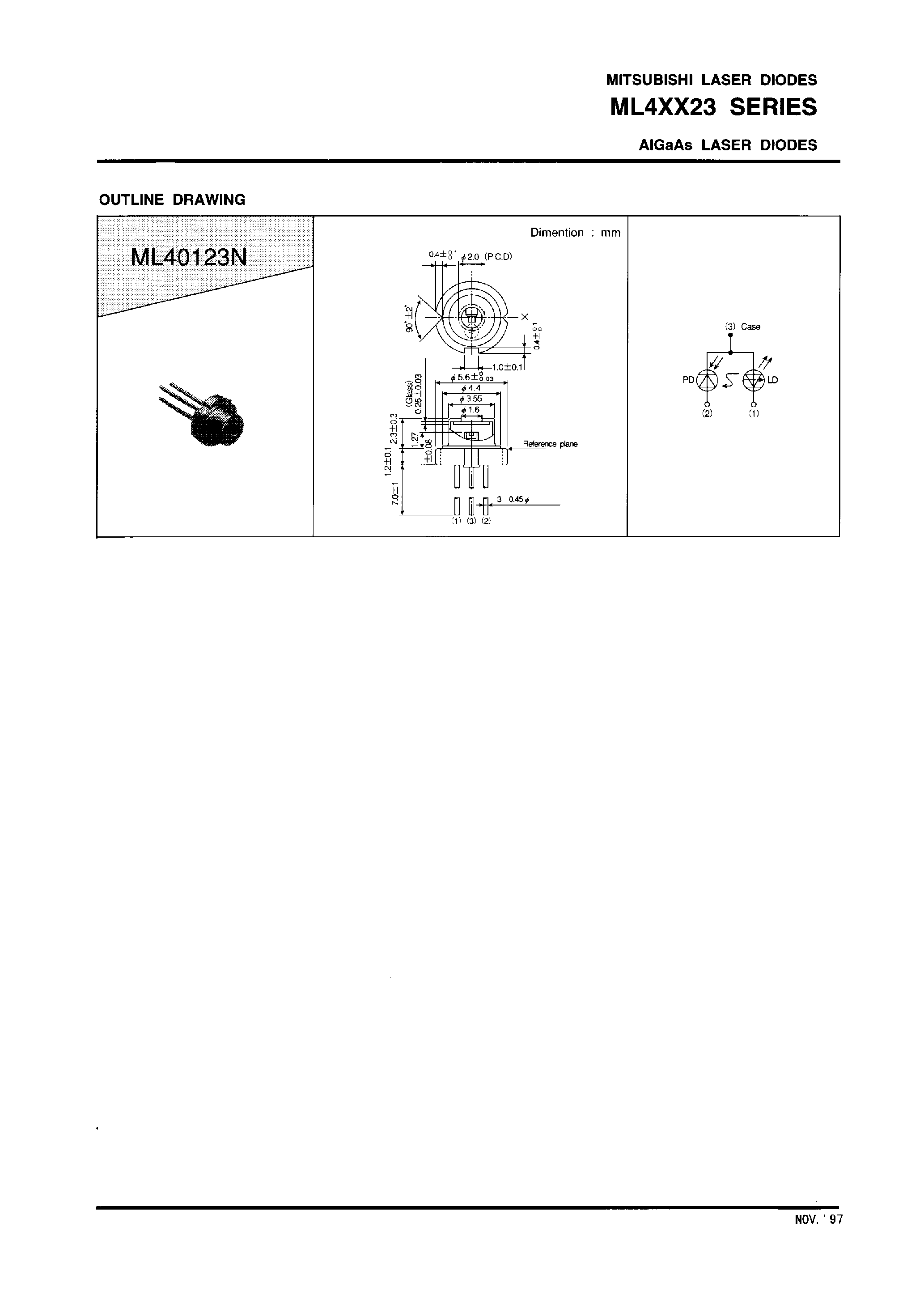 Даташит на микросхему ML4XX23 страница 2 Даташит ML4XX23 - AIGaAs LASER DIODES страница 2