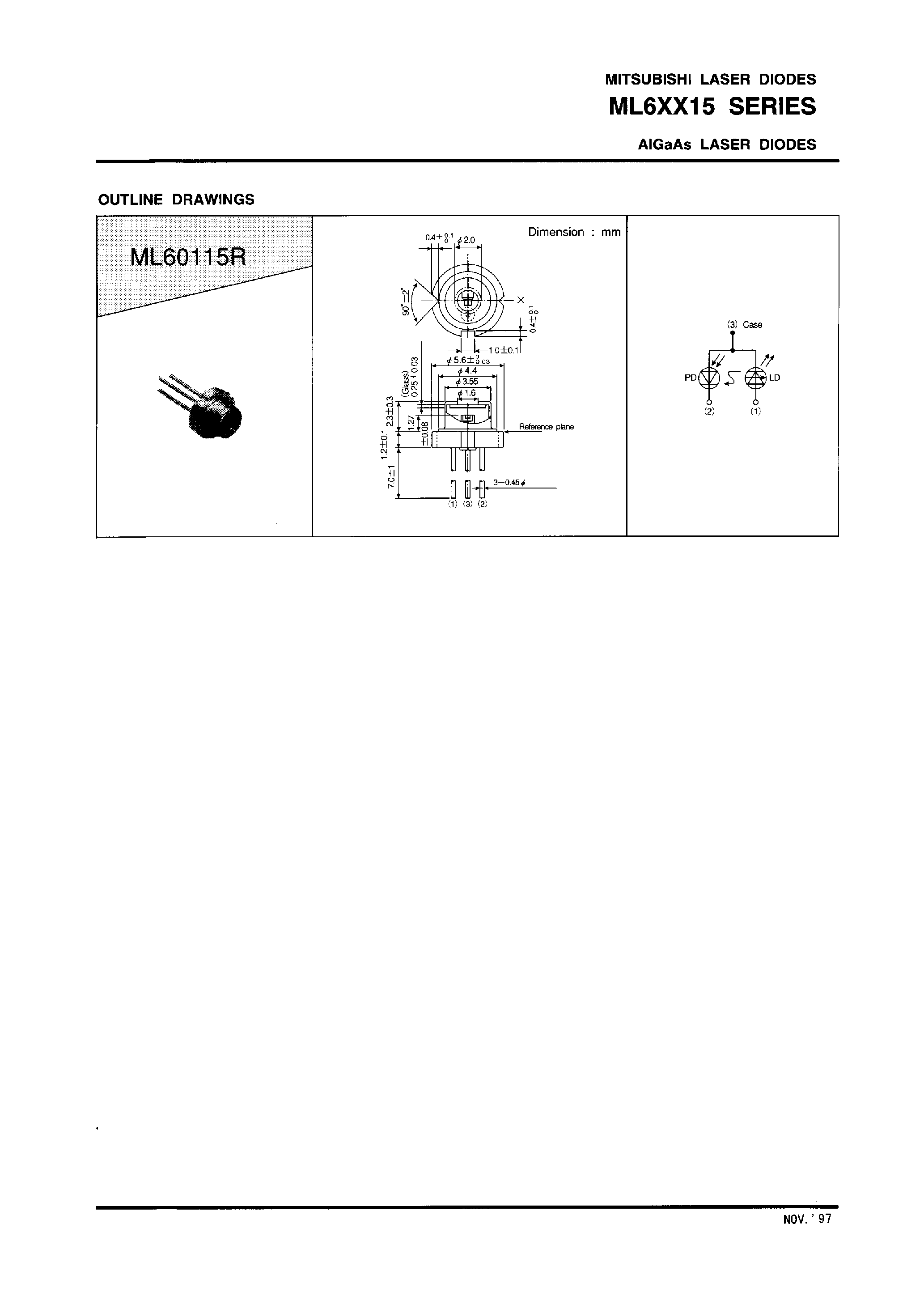 Даташит на микросхему ML60115R страница 2 Даташит ML60115R - AIGaAs LASER DIODES страница 2