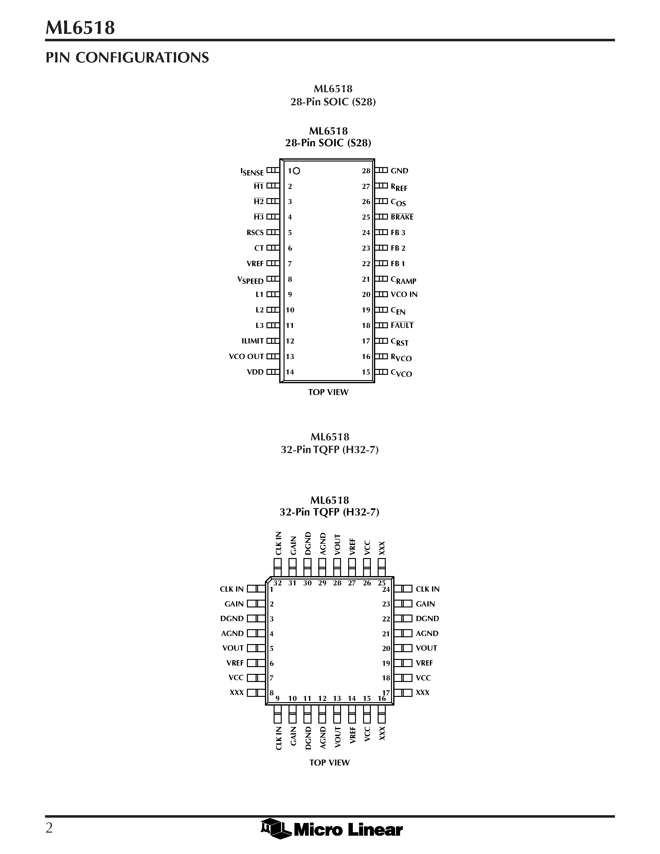 Даташит ML6518 - 18 Line Hot-Insertable Active SCSI Terminator страница 2