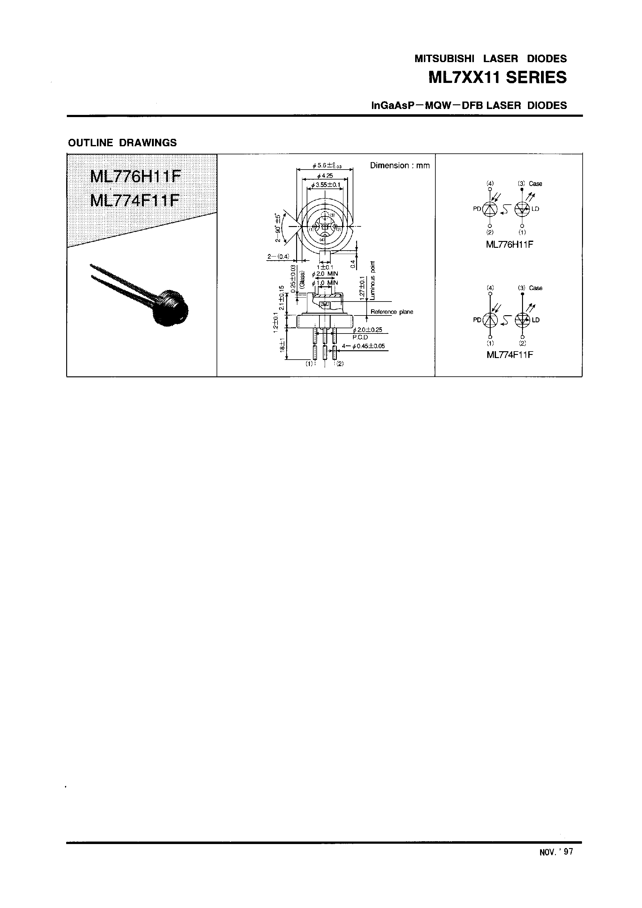 Даташит на микросхему ML7XX11 страница 2 Даташит ML7XX11 - InGaAsP-MQW-DFB LASER DIODES страница 2