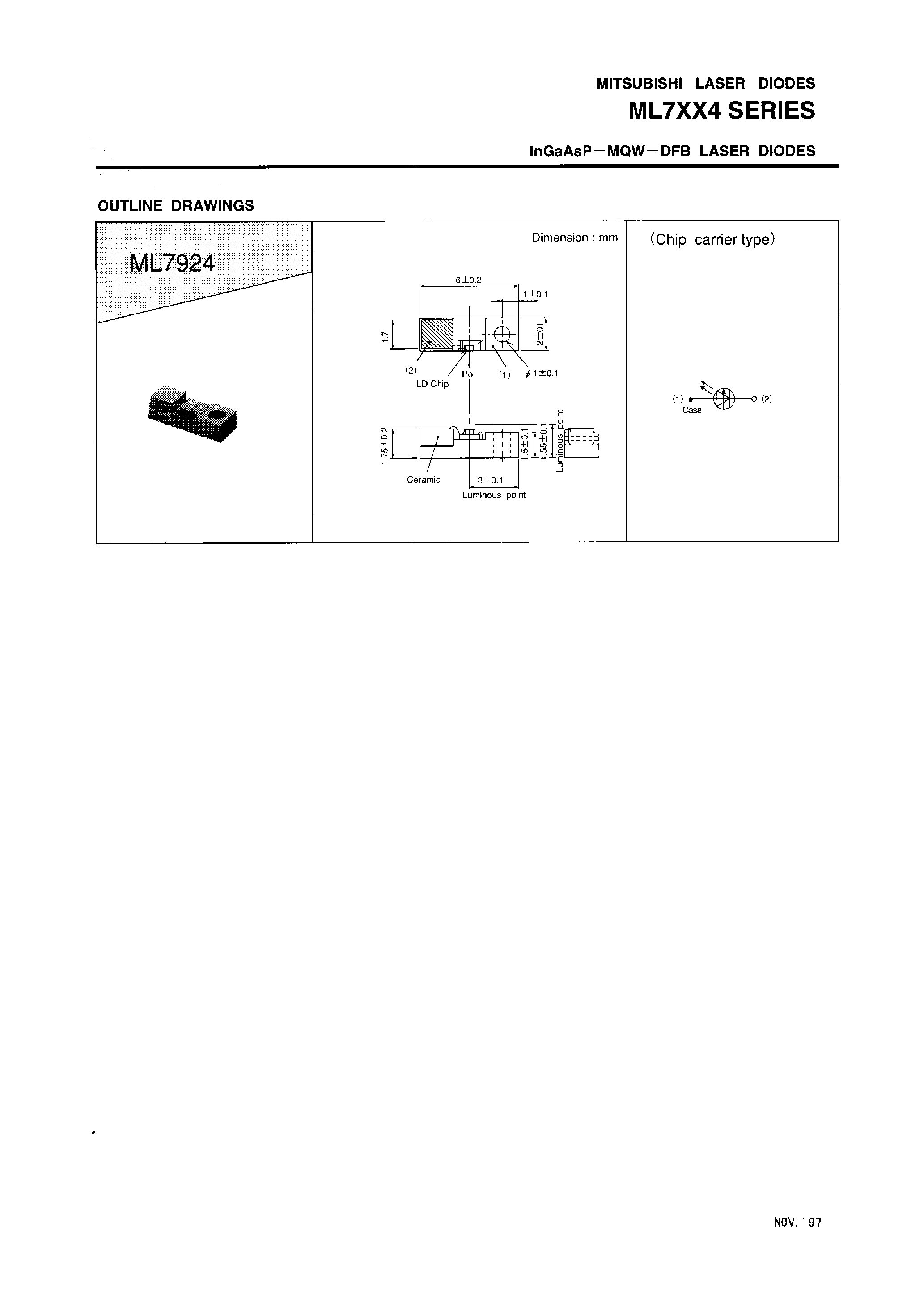 Даташит ML7XX4 - InGaAsP-MQW-DFB LASER DIODES страница 2