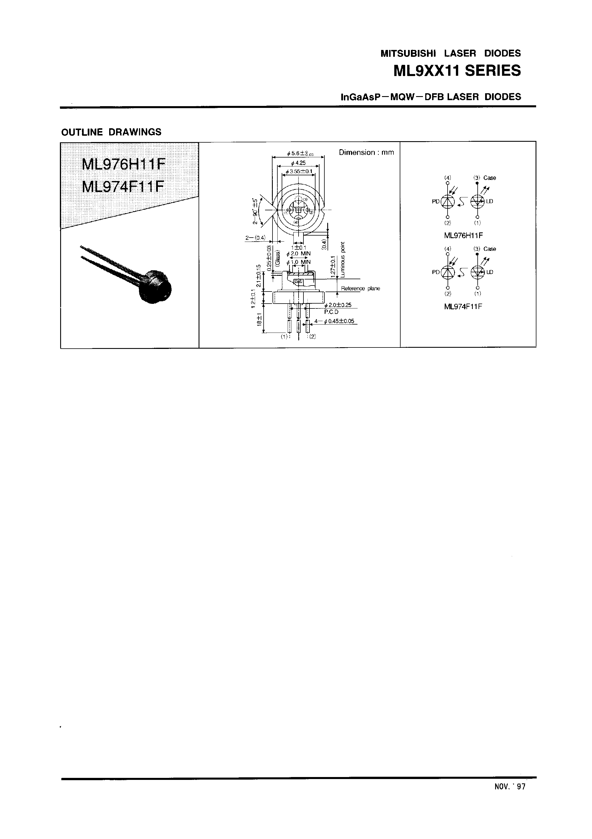 Даташит на микросхему ML976H11F страница 2 Даташит ML976H11F - InGaAsP-MQW-DFB LASER DIODES страница 2
