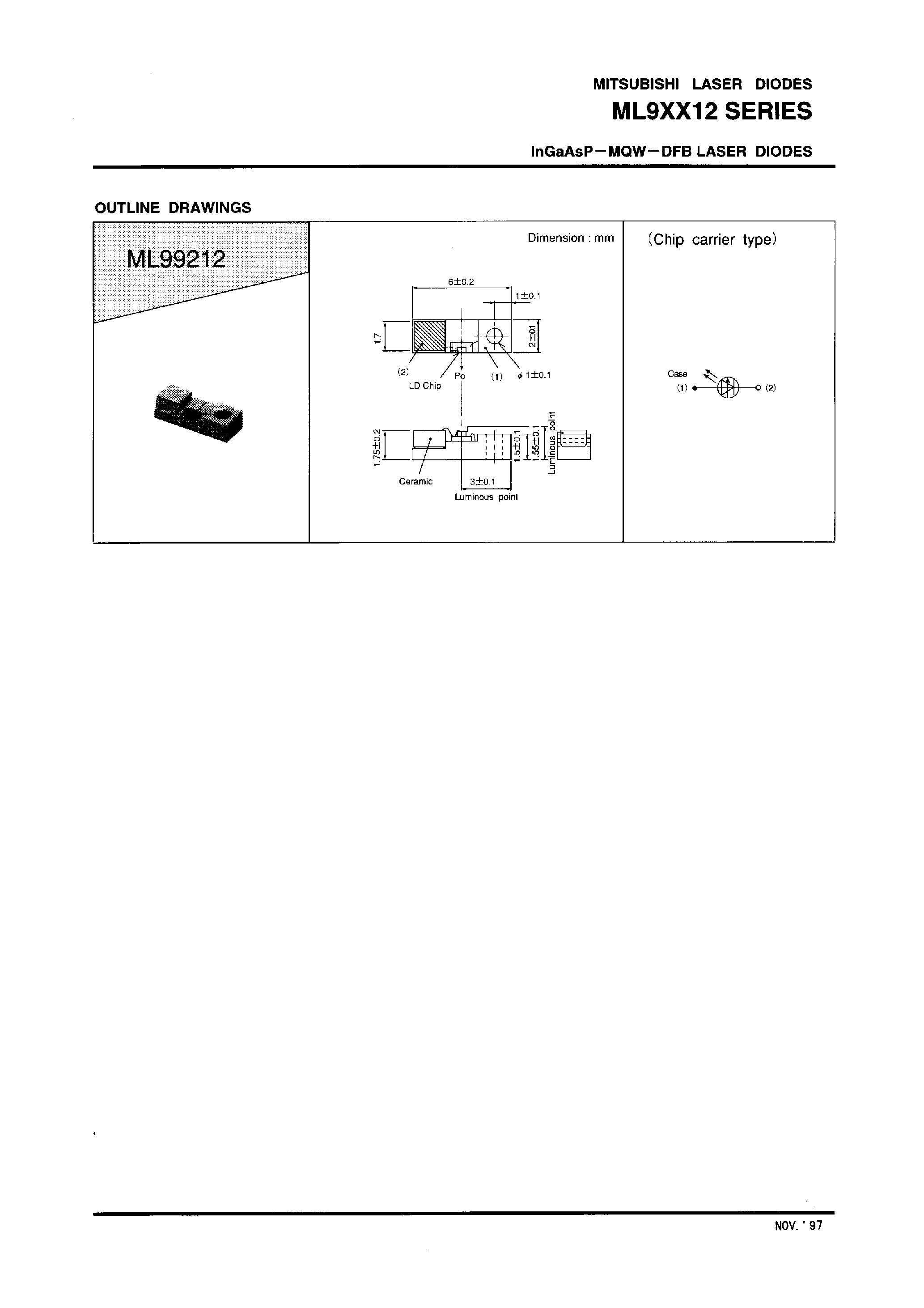 Даташит на микросхему ML99212 страница 2 Даташит ML99212 - InGaAsP-MQW-DFB LASER DIODES страница 2