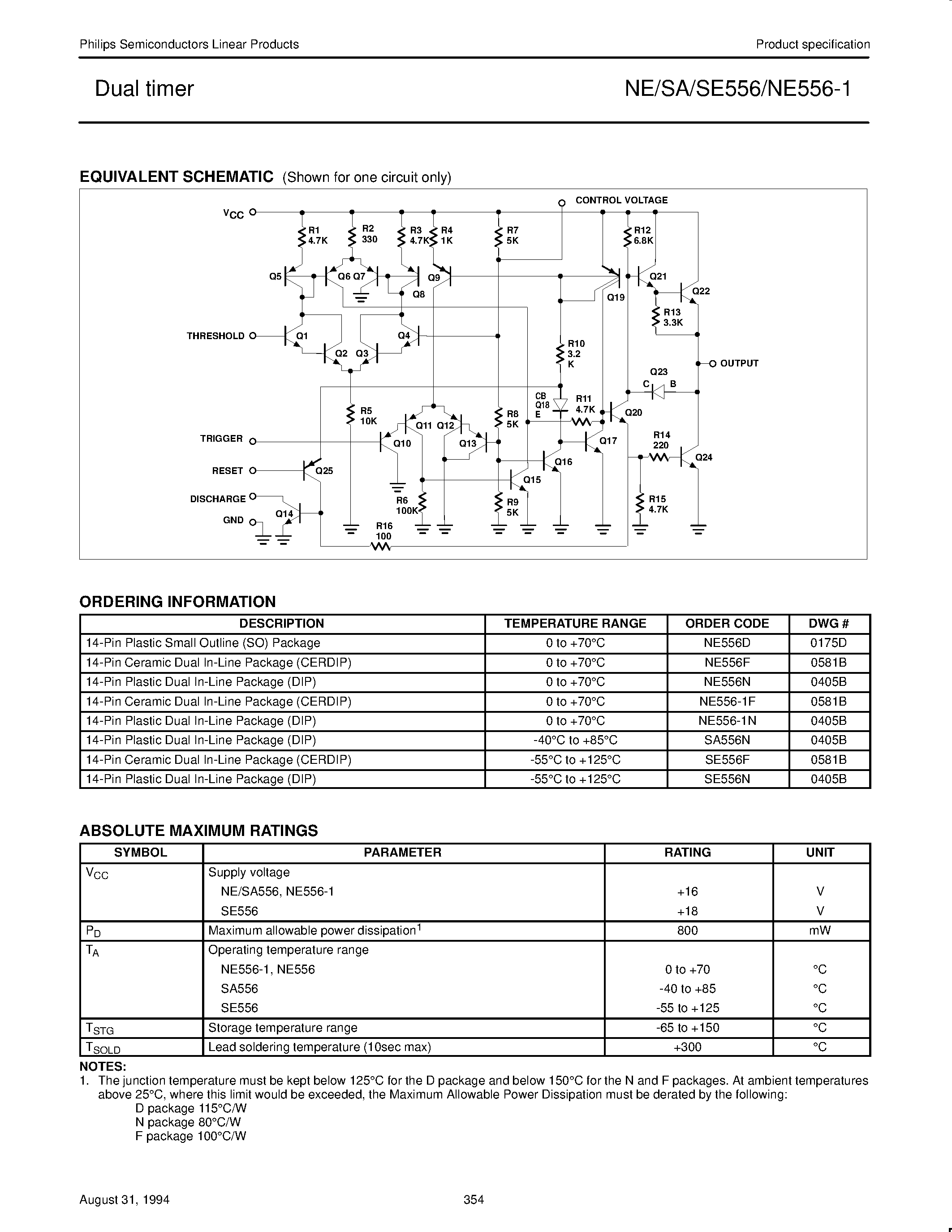 Datasheet NE556-1 - Dual timer page 2