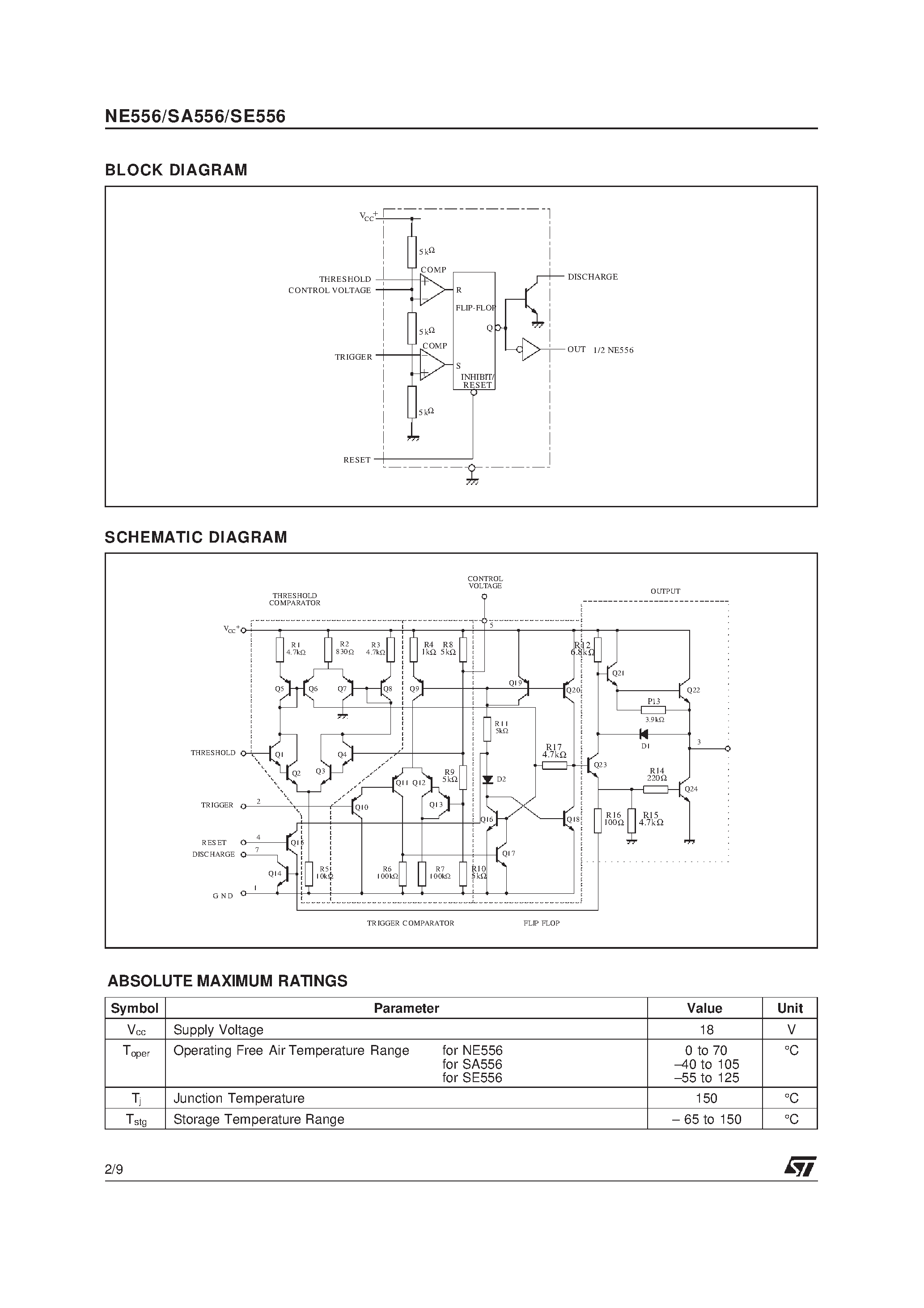 Даташит NE556N - GENERAL PURPOSE DUAL BIPOLAR TIMERS страница 2