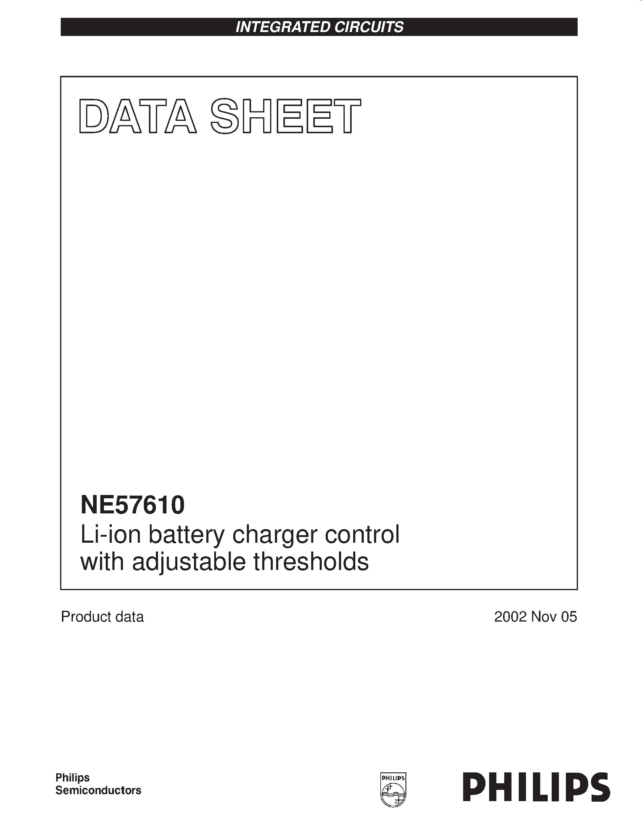 Datasheet NE57610 - Li-ion battery charger control with adjustable thresholds page 1