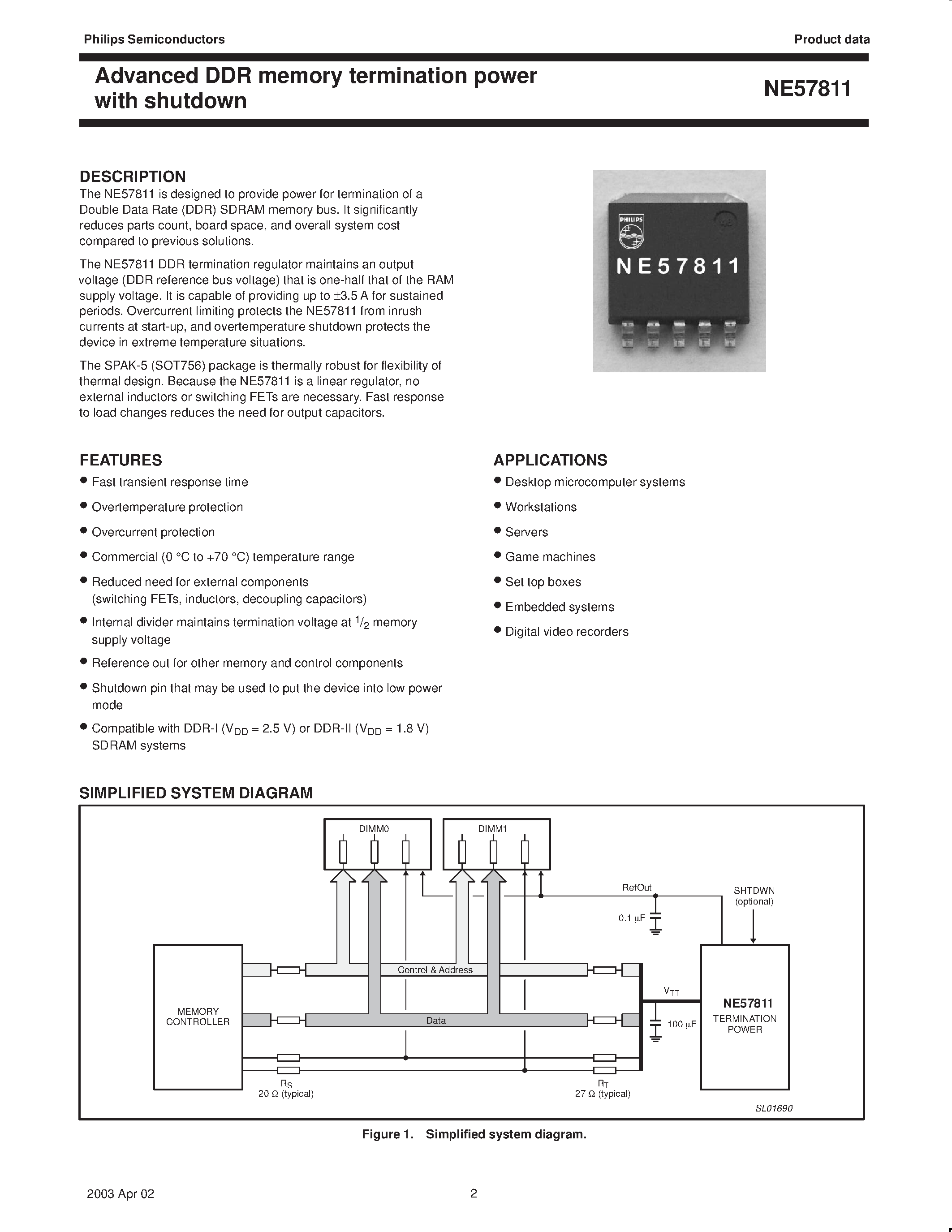 Datasheet NE57811 - Advanced DDR memory termination power with shutdown page 2