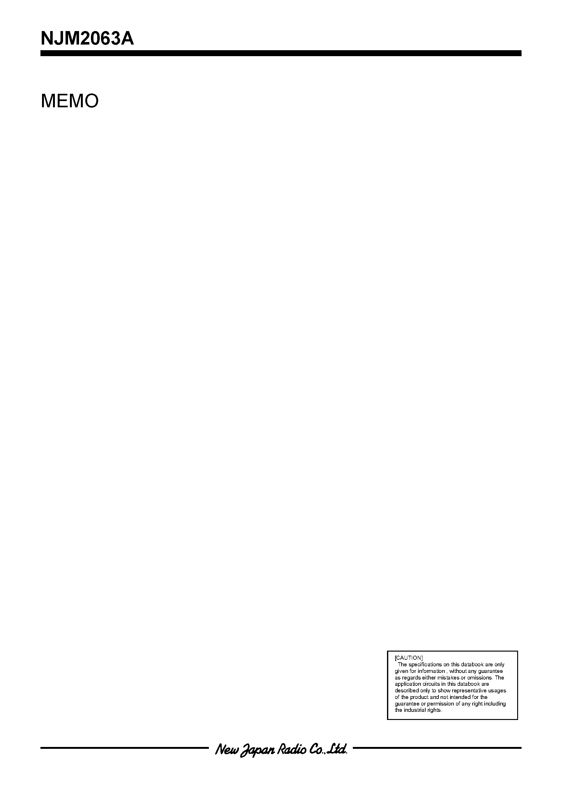 Даташит NJM2063 - DOLBY B-TYPE NOISE REDUCTION PROCESSOR страница 2