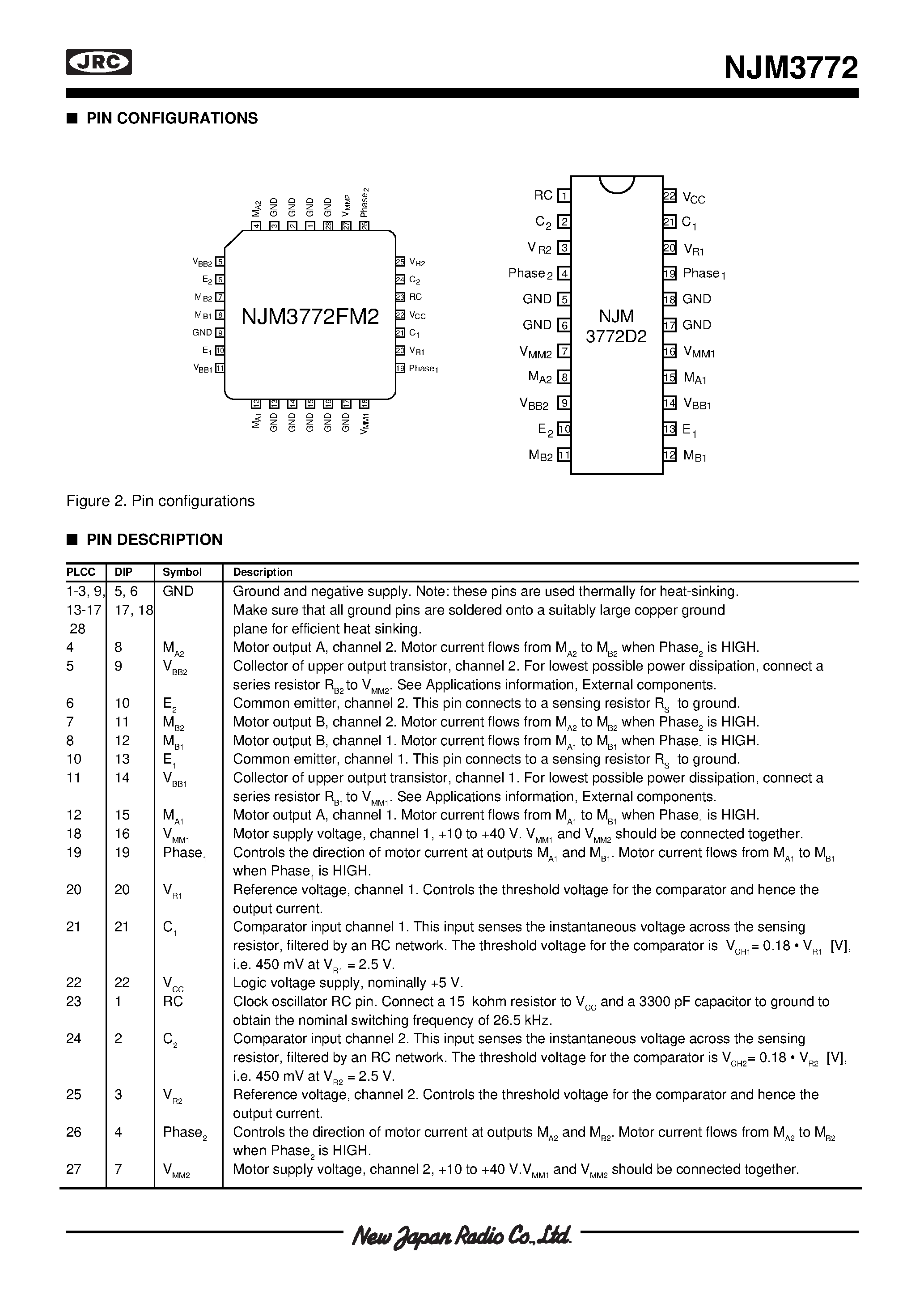 Даташит на микросхему NJM3772 страница 2 Даташит NJM3772 - DUAL STEPPER MOTOR DRIVER страница 2