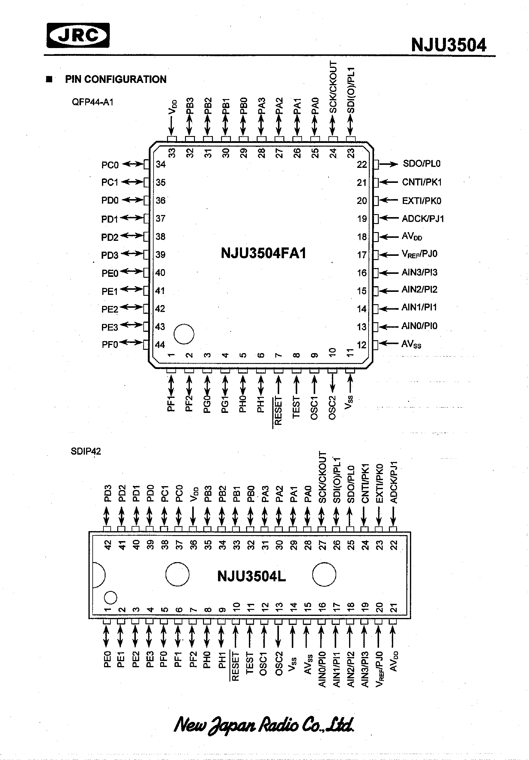 Datasheet NJU3504 - 4-BIT SINGLE CHIP MICRO CONTROLLER page 2