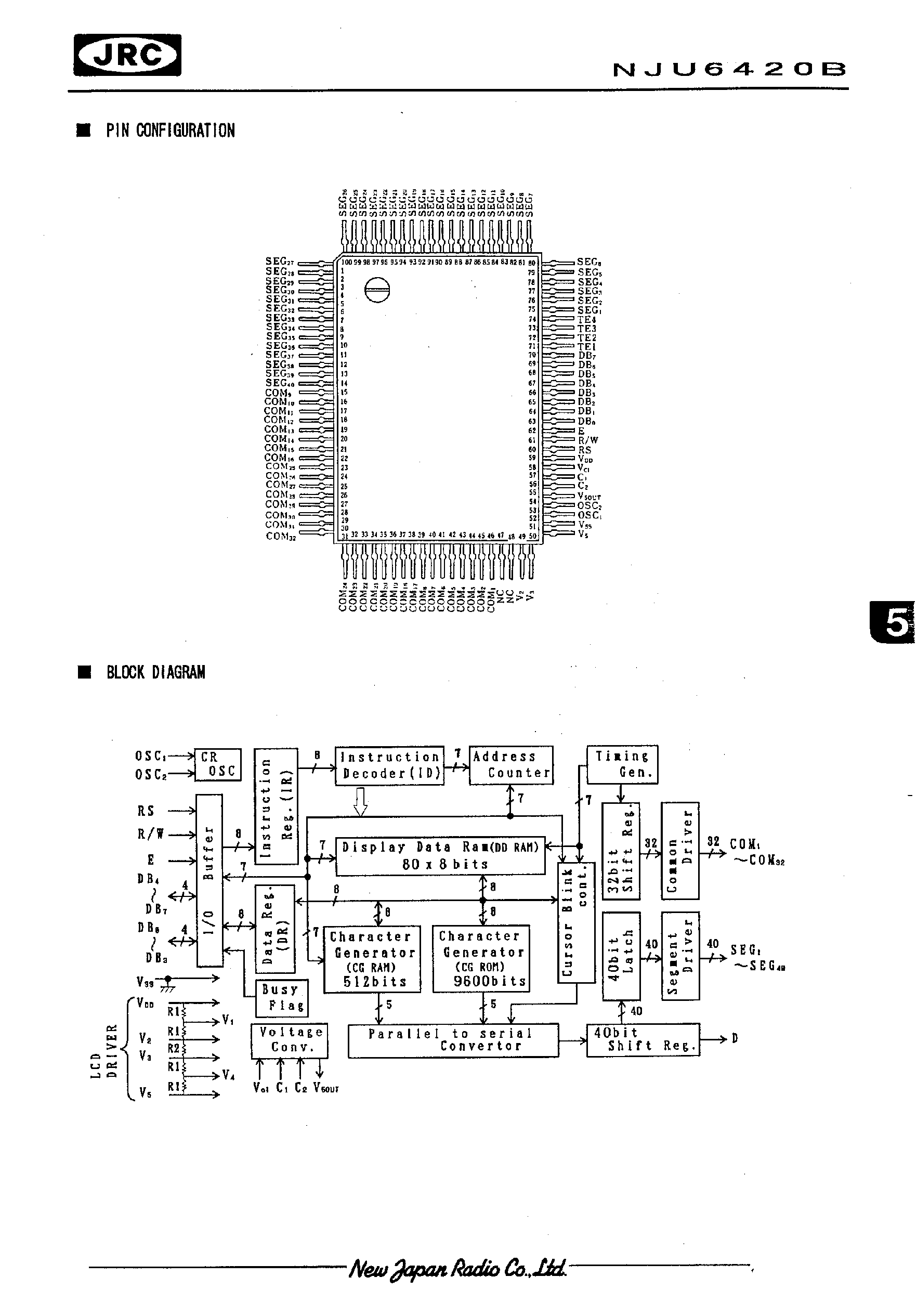 Datasheet NJU6420 - 16-CHARACTER 2-LINE DOT MATRIX LCD CONTROLLER DRIVER page 2