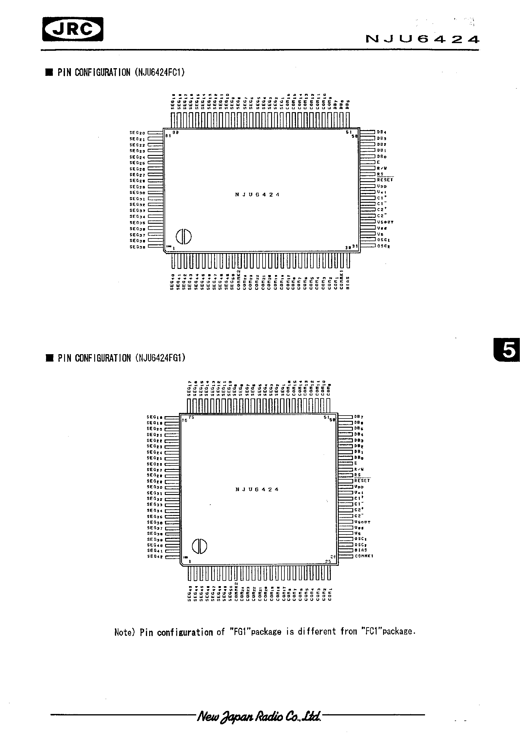 Datasheet NJU6424 page 2 Datasheet NJU6424 - 10-CHARACTER 3-LINE DOT MATRIX LCD CONTROLLER DRIVER page 2