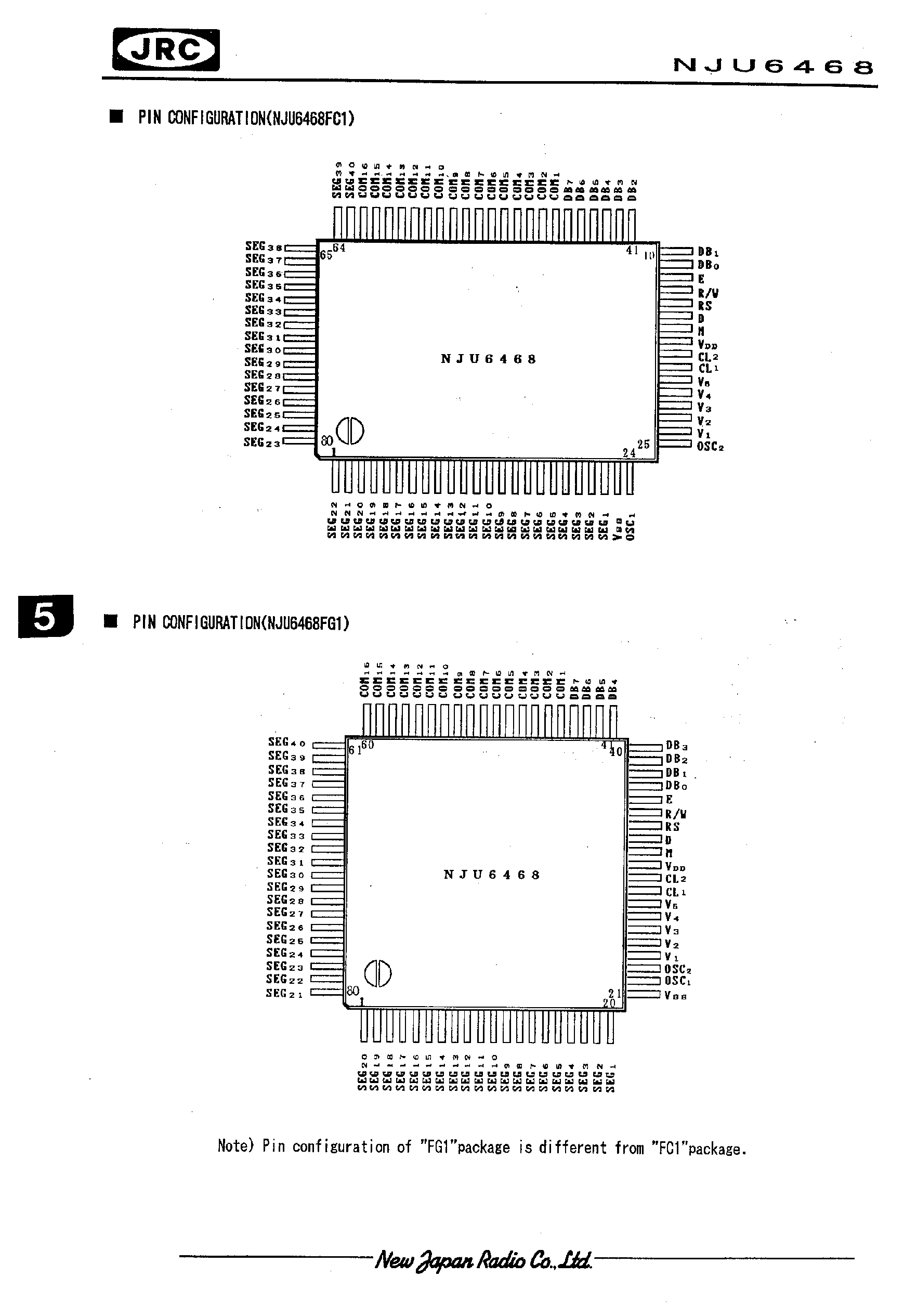 Datasheet NJU6468 - 8-CHARACTER 2-LINE DOT MATRIX LCD CONTROLLER DRIVER WITH EXTENSION FUNCTION page 2