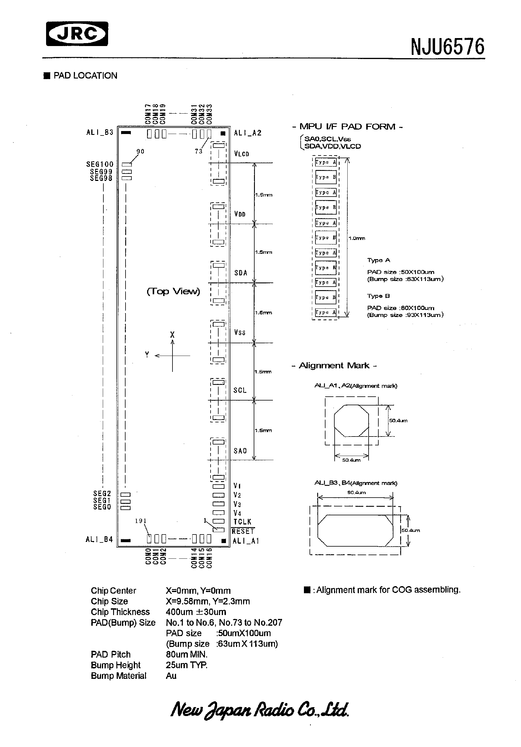 Datasheet NJU6576 - 34COMMON x 101SEGMENT I2C-BUS BIT MAP LCD DRIVER page 2