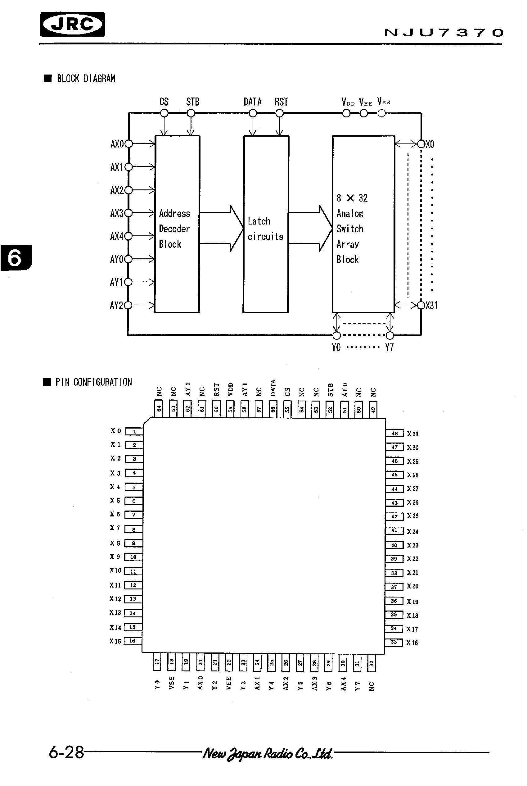 Даташит на микросхему NJU7370 страница 2 Даташит NJU7370 - 8 X 32 ANALOG CROSS POINT SWITCH страница 2