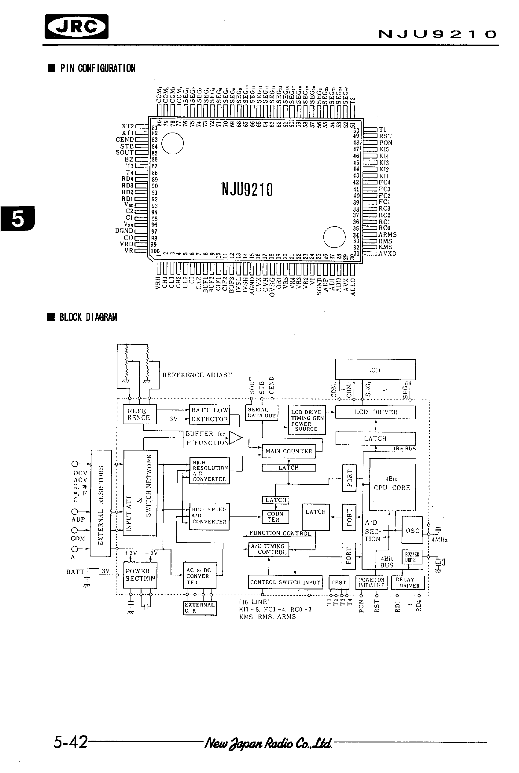 Даташит NJU9210 - 3.3/4 DIGIT SINGLE CHIP DIGITAL MULTIMETER LSI страница 2