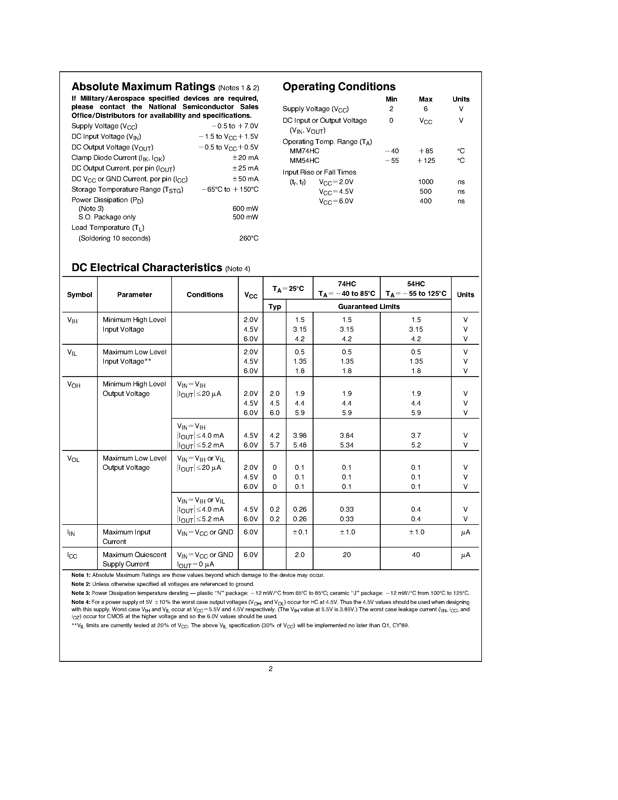 Datasheet MM74HC11J - Triple 3-Input AND Gate page 2