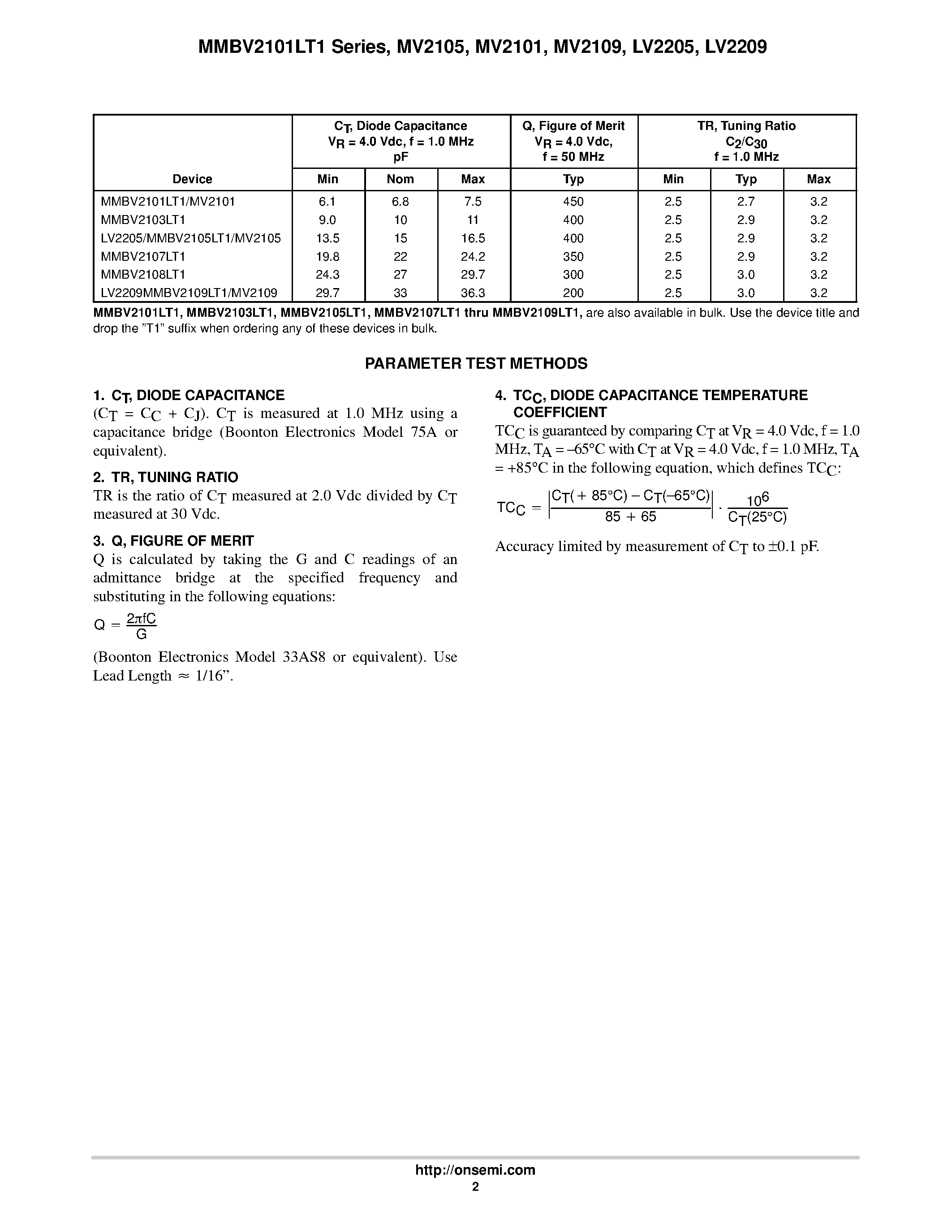 Даташит на микросхему MMBV2107LT1 страница 2 Даташит MMBV2107LT1 - Silicon Tuning Diodes страница 2