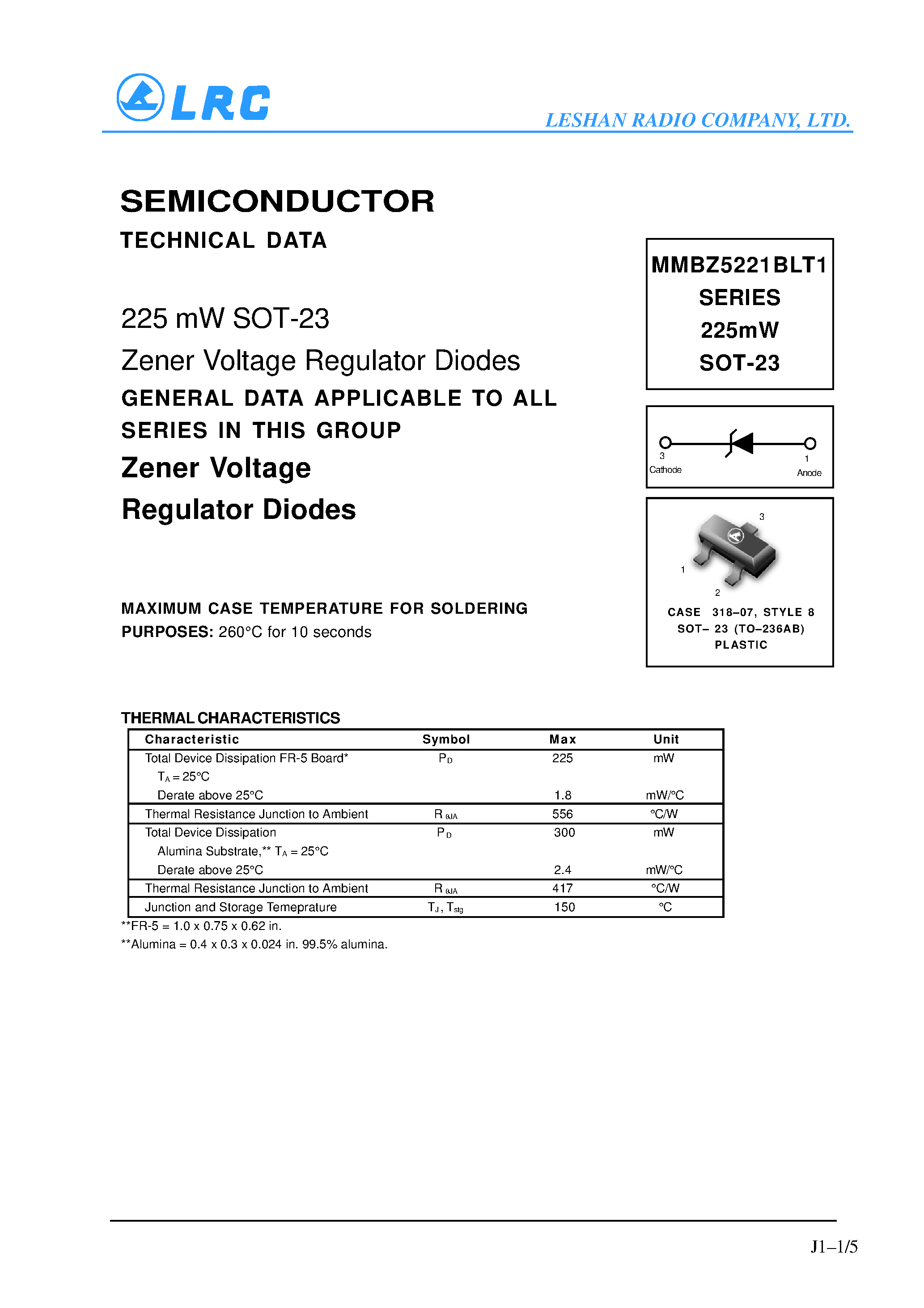 Даташит MMBZ5249BLT1 - SEMICONDUCTOR страница 1
