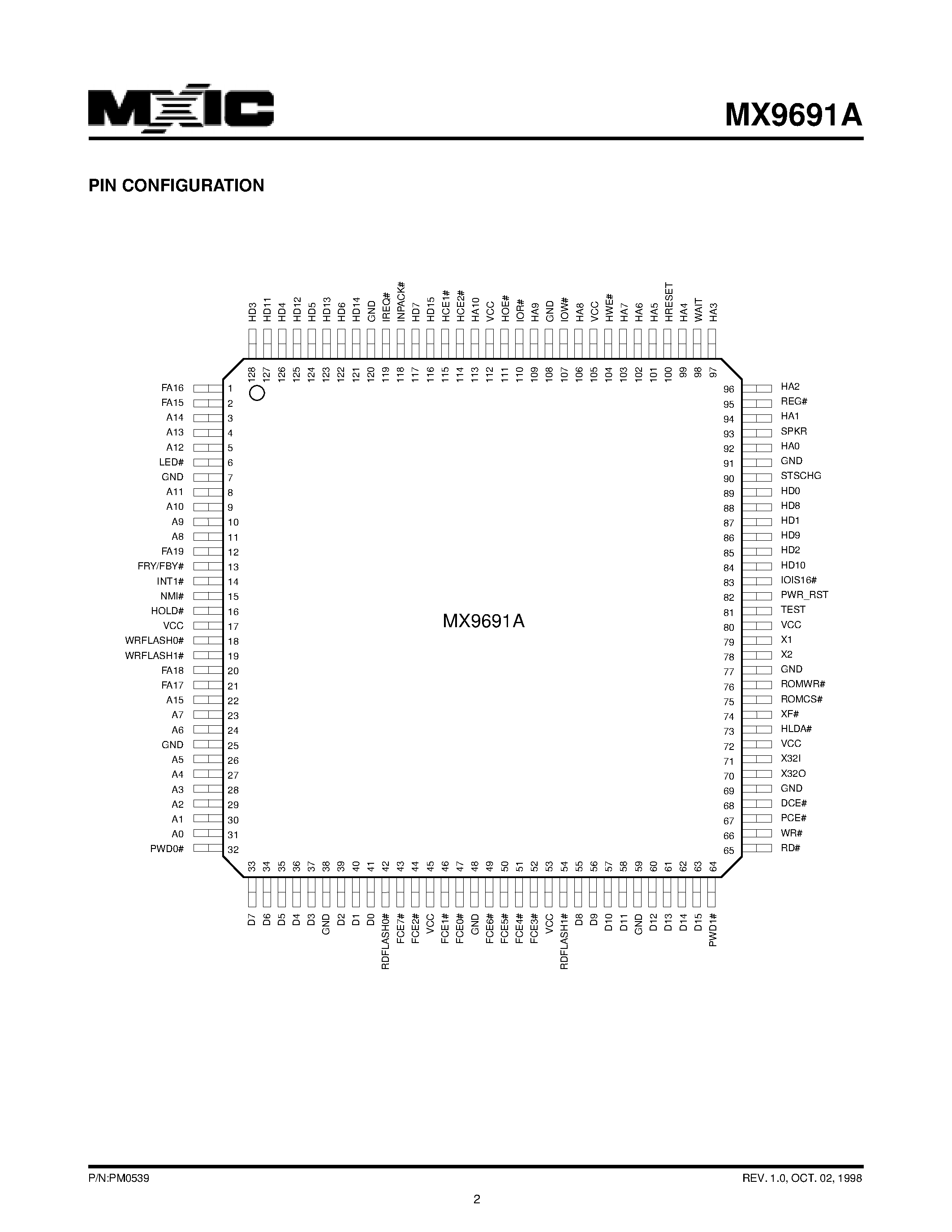 Datasheet MX9691A - SINGLE CHIP SOLID STATE DISK CONTROLLER page 2