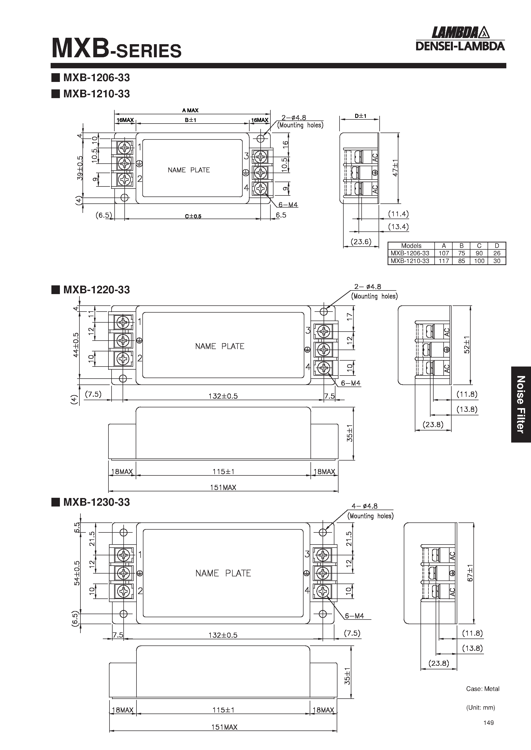 Datasheet MXB-1230-33 - Wide band / High attenuation by 2-stage choke coil page 2