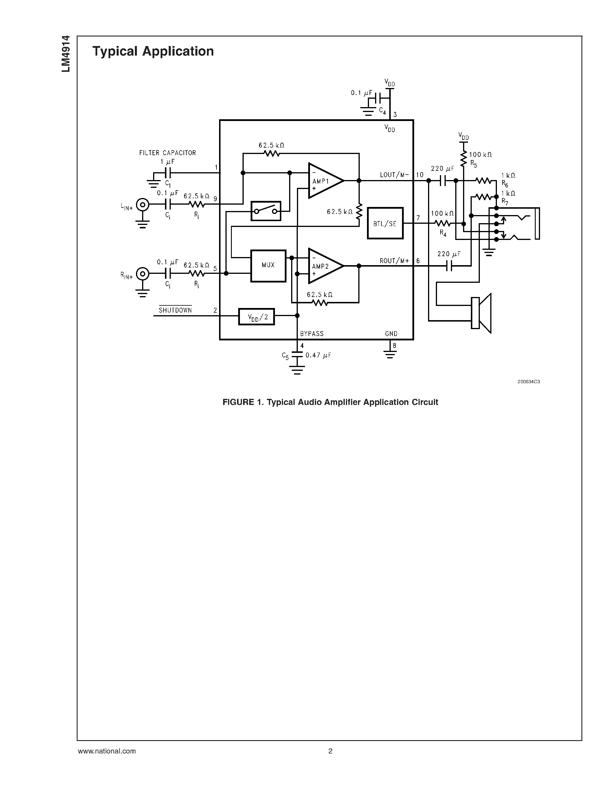 Datasheet MXF10A - 2 Watt Audio Power Amplifier with Selectable Shutdown Logic Level page 2