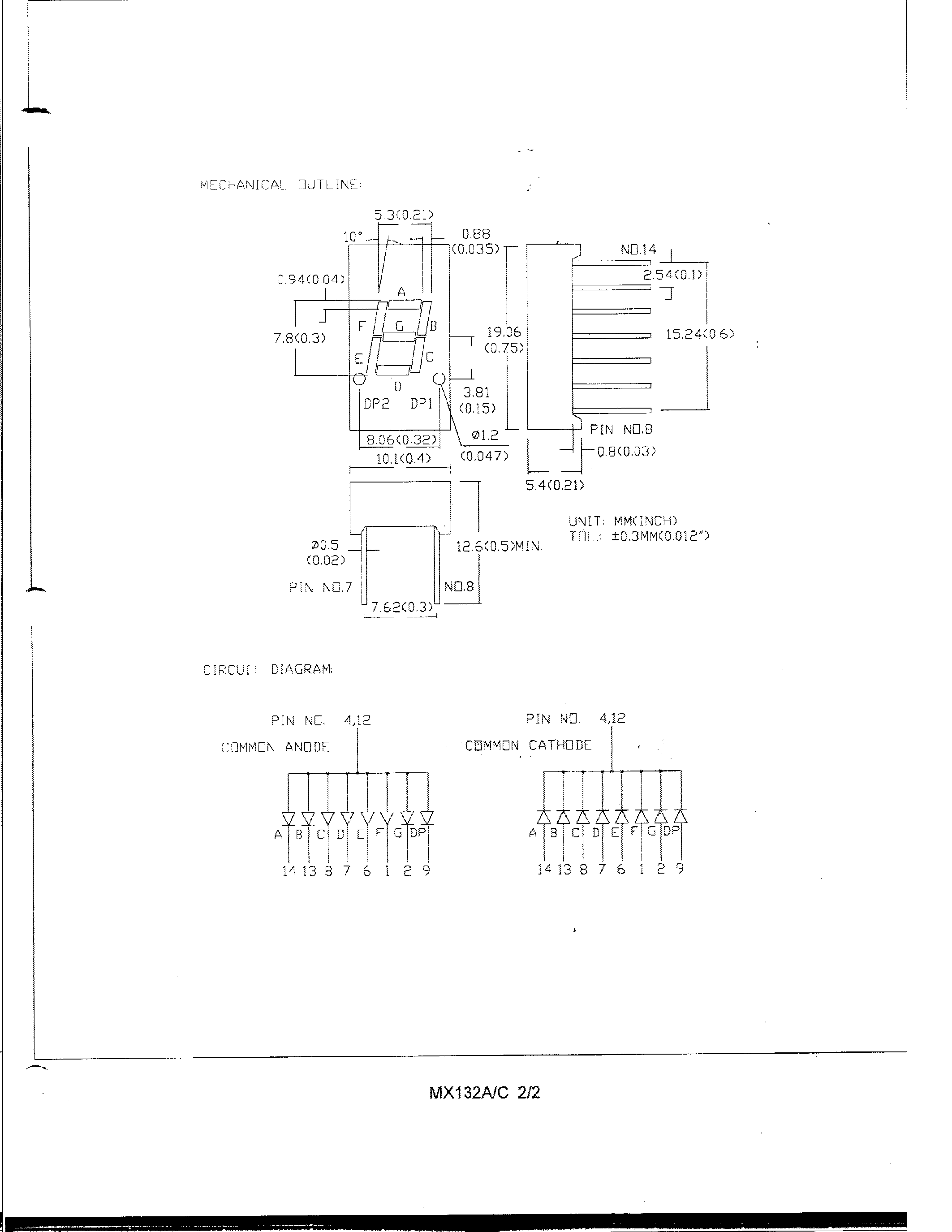 Datasheet MY132A - 0.3 SINGLE DIGIT NUMERIC DISPLAYS page 2