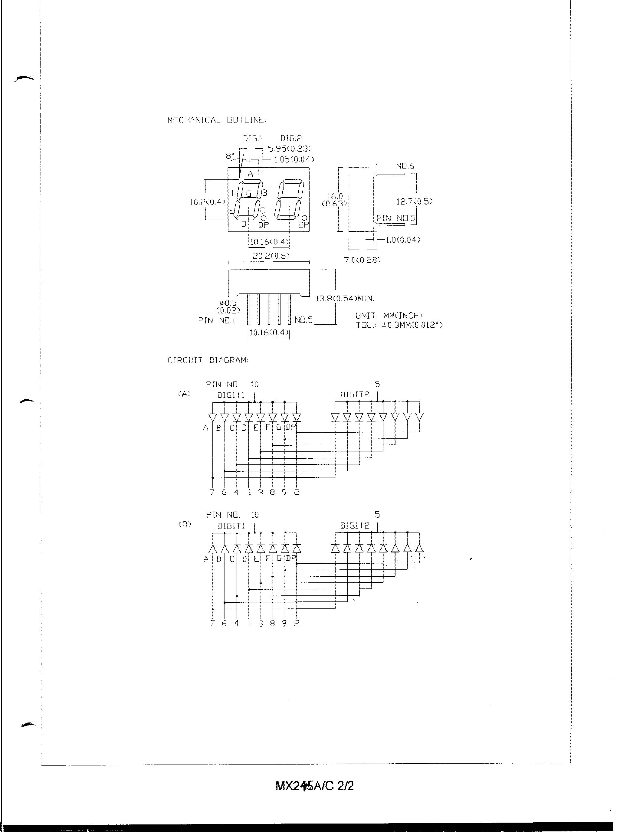Datasheet MY245A - 0.4 DUAL DIGIT NUMERIC DISPLAYS page 2