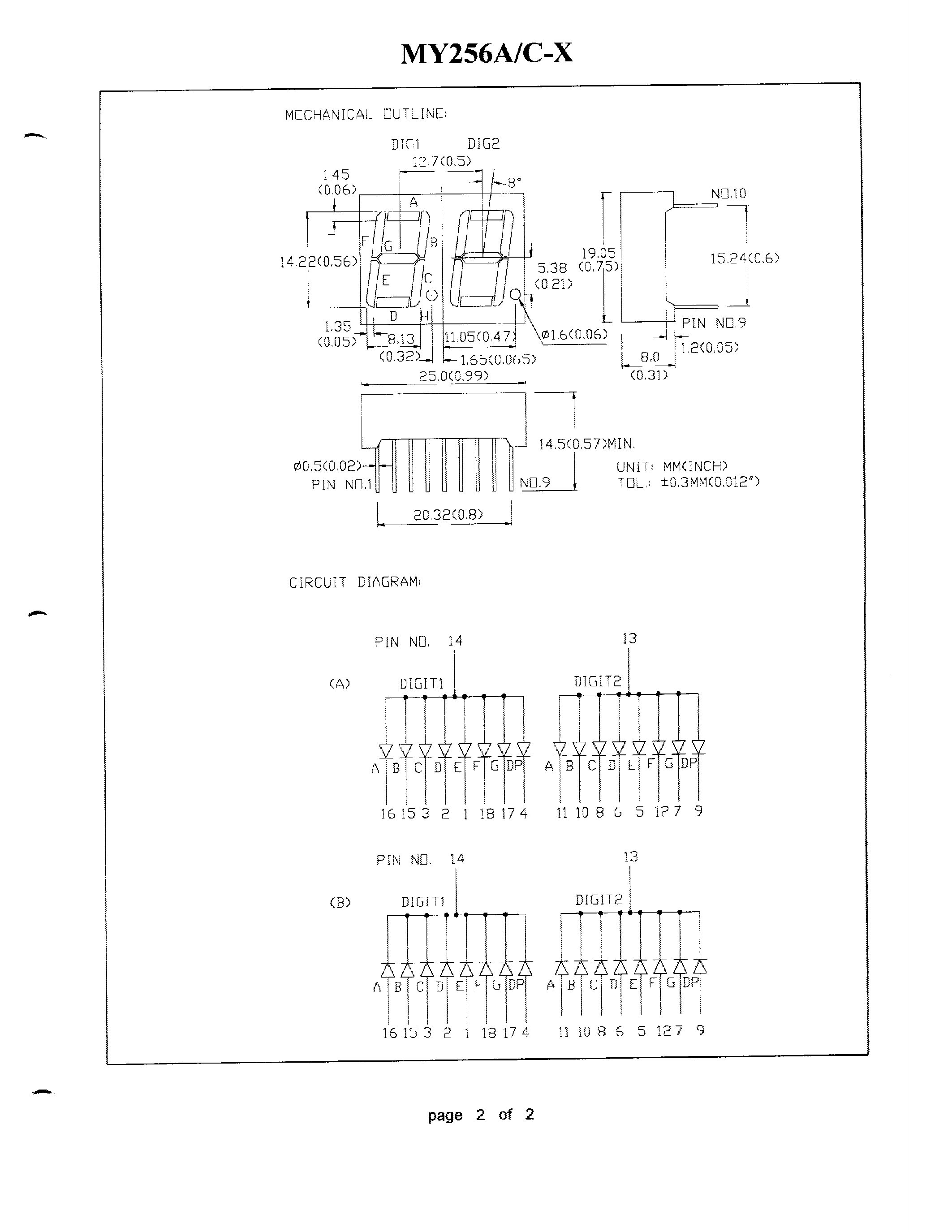 Datasheet MY256A-1 - 0.56 DUAL DIGIT NUMBERIC DISPLAYS page 2