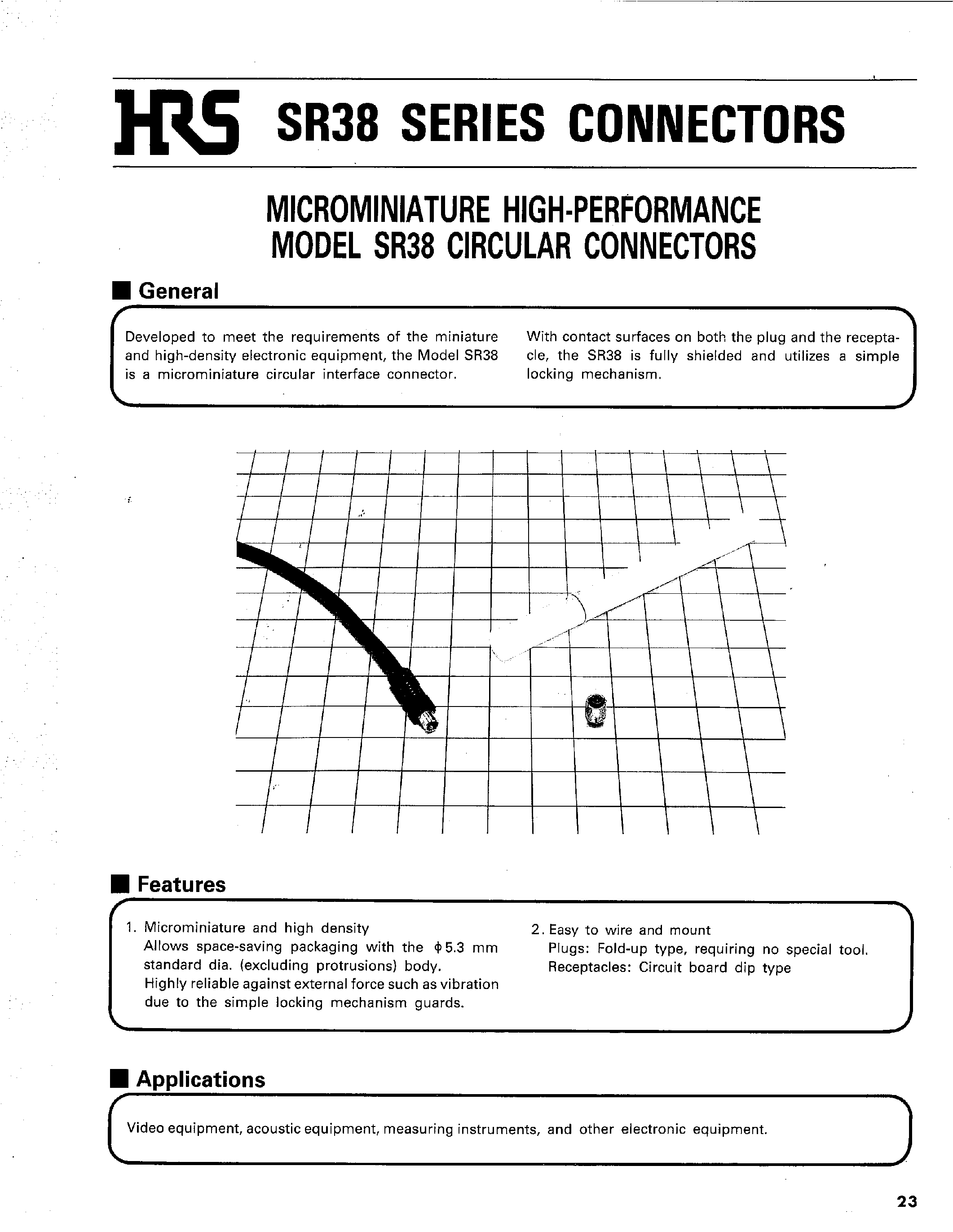 Datasheet SR38-P-3P page 1 Datasheet SR38-P-3P - MICROMINIATURE HIGH-PERFORMANCE MODEL SR38 CIRCULAR CONNECTORS page 1