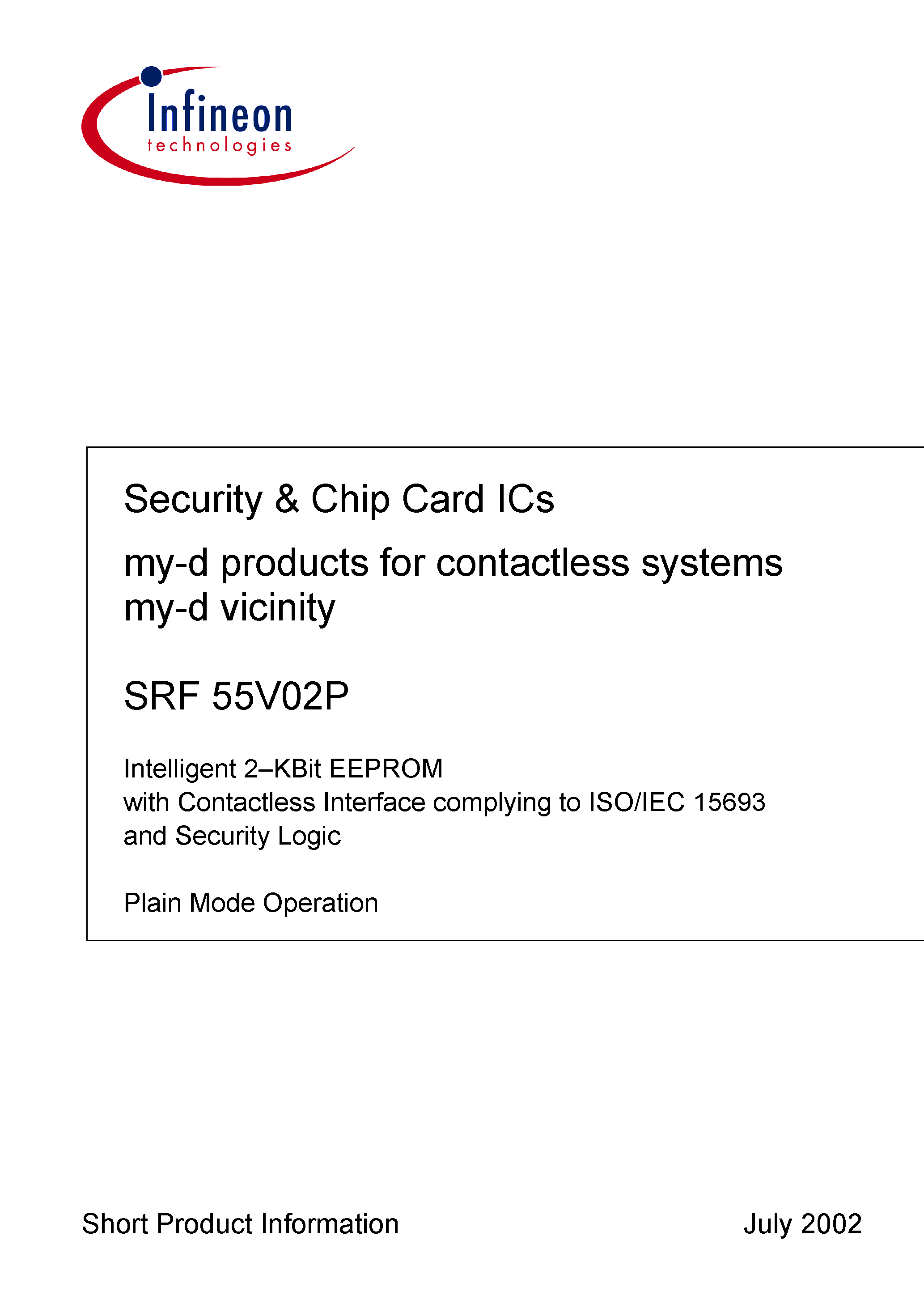 Даташит SRF55V02PC - Security & Chip Card ICs (my-d vicinity) страница 1
